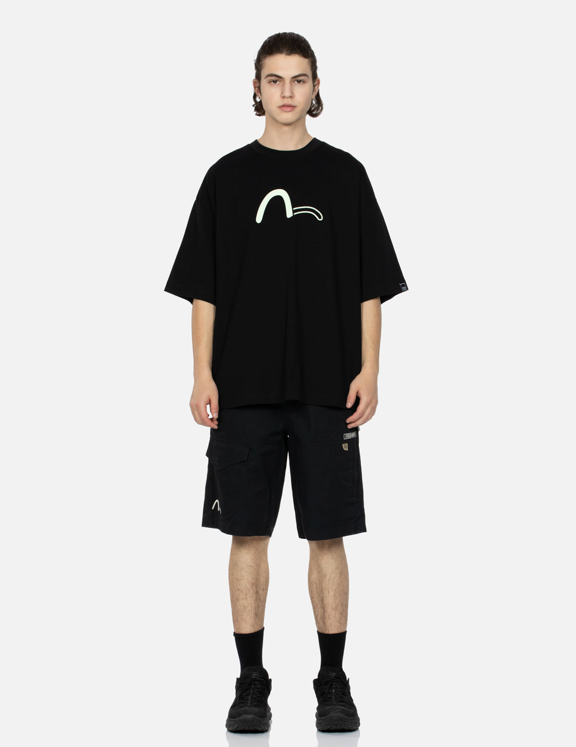 Seagull and Logo Embroidery Panelling Shorts