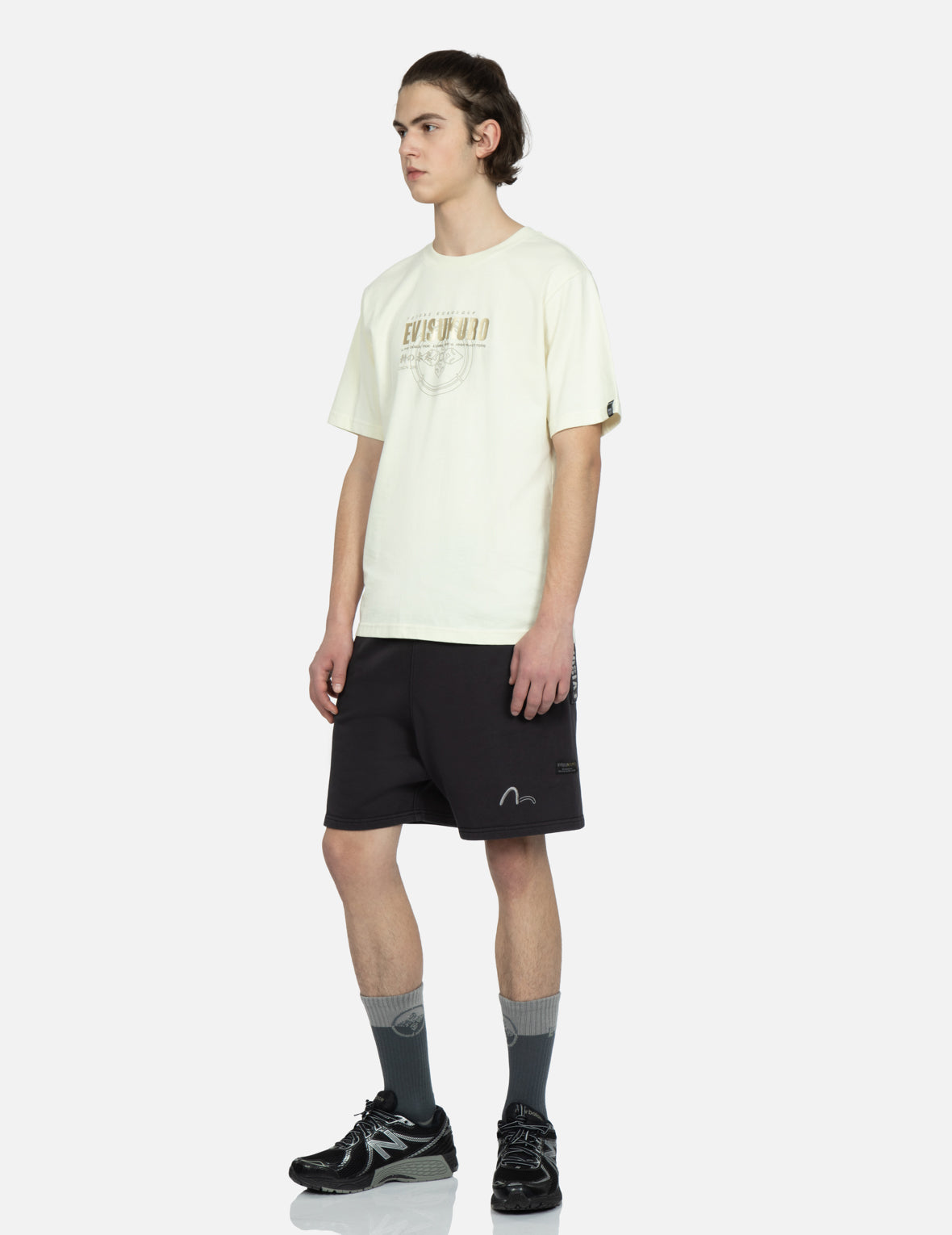 Distorted Kamon Embroidery Sweat Shorts