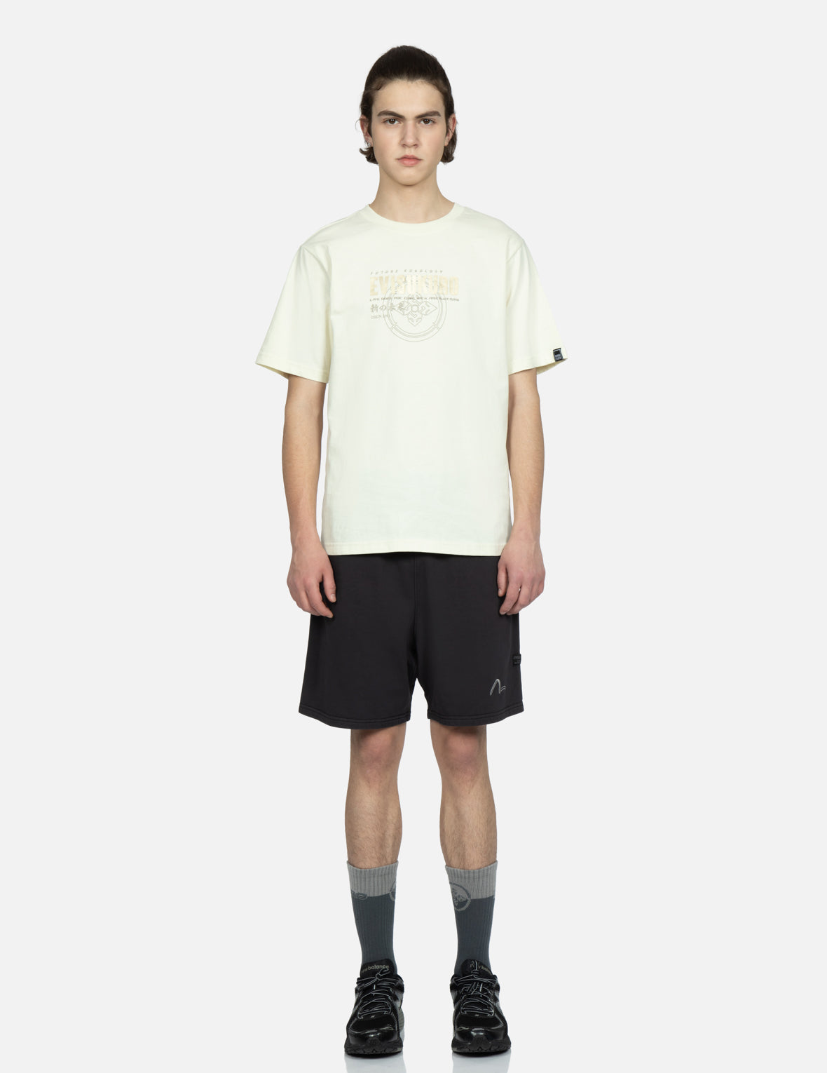 Distorted Kamon Embroidery Sweat Shorts