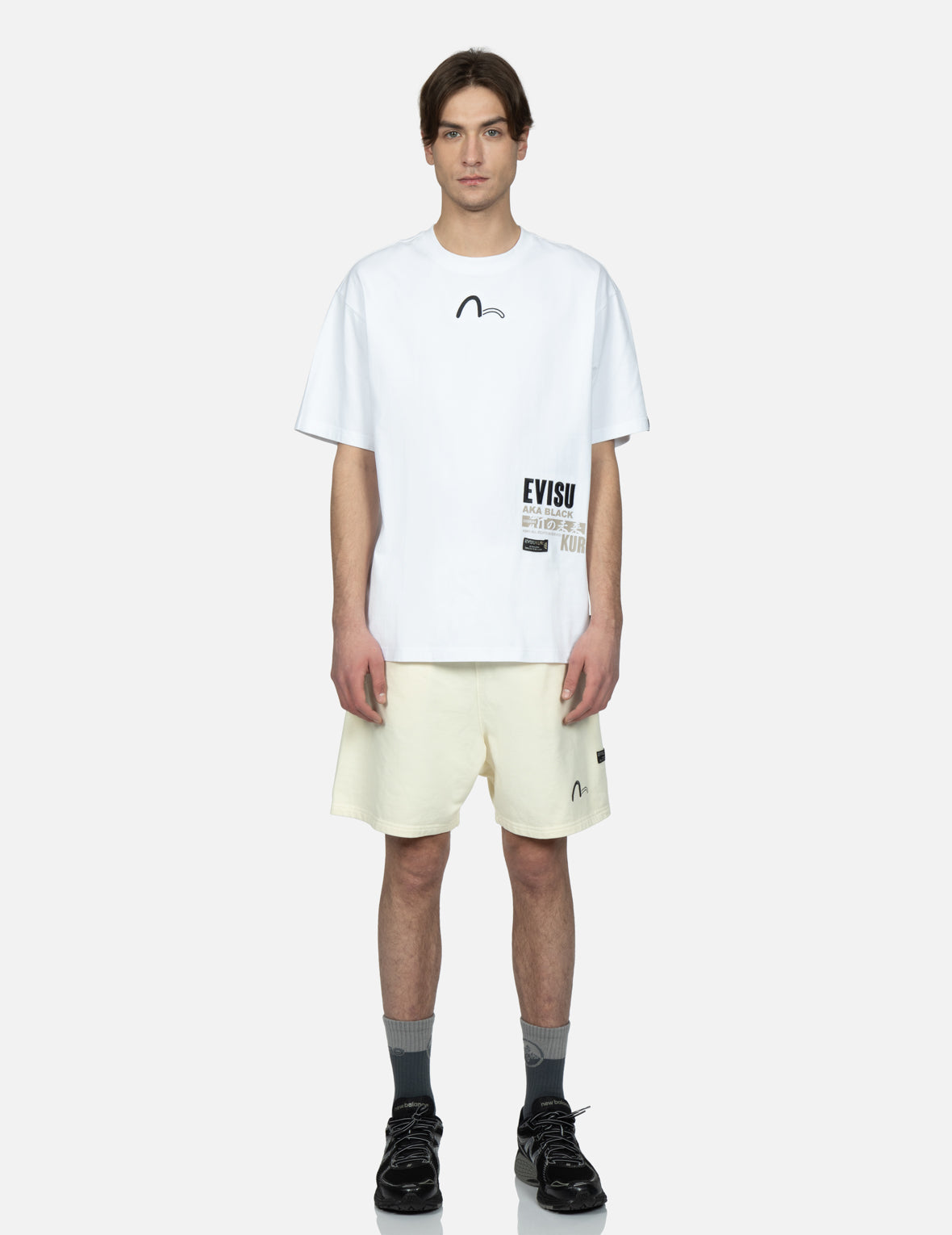 Distorted Kamon Embroidery Sweat Shorts