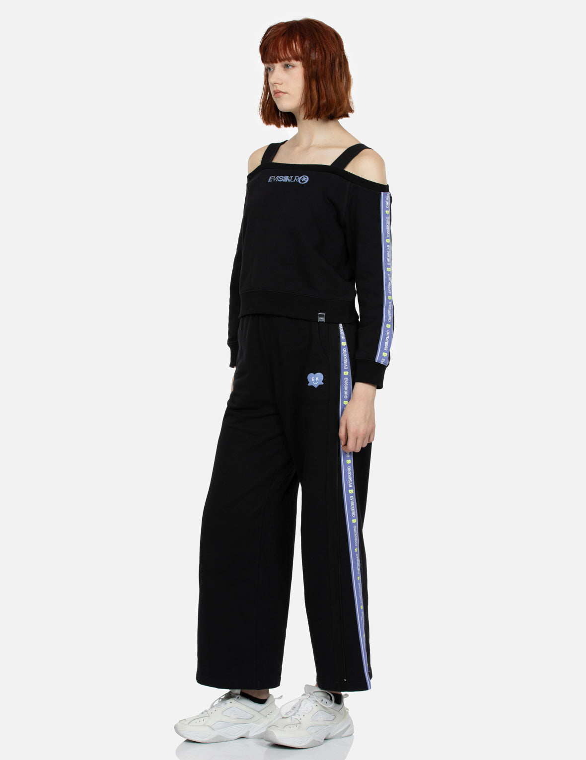 Logo Printed Ribbon Wide Leg Sweatpants