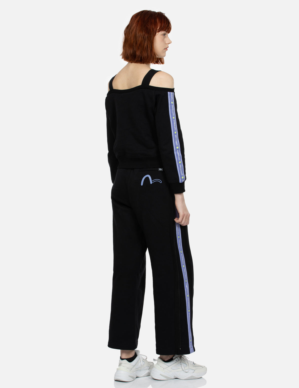 Logo Printed Ribbon Wide Leg Sweatpants