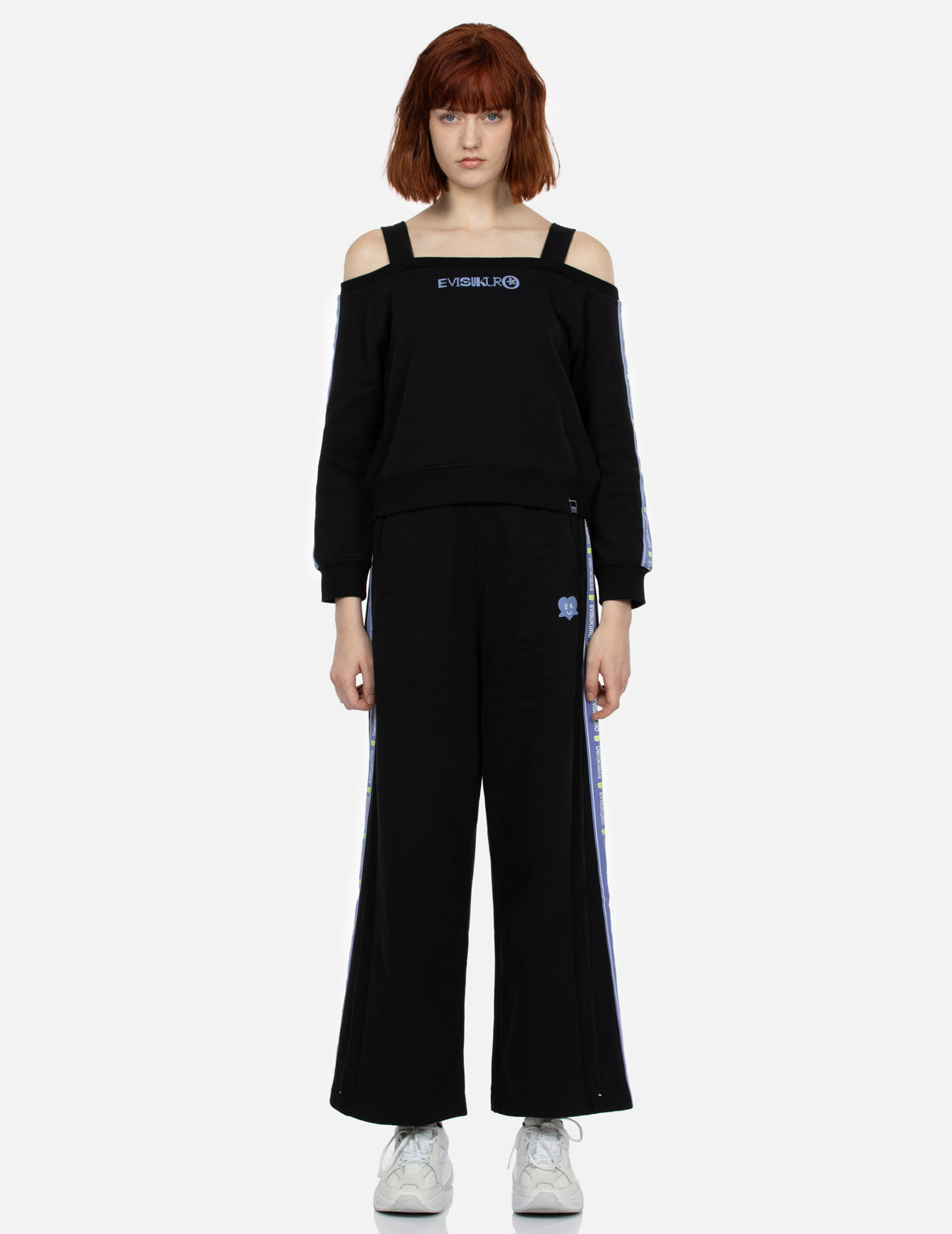 Logo Printed Ribbon Wide Leg Sweatpants