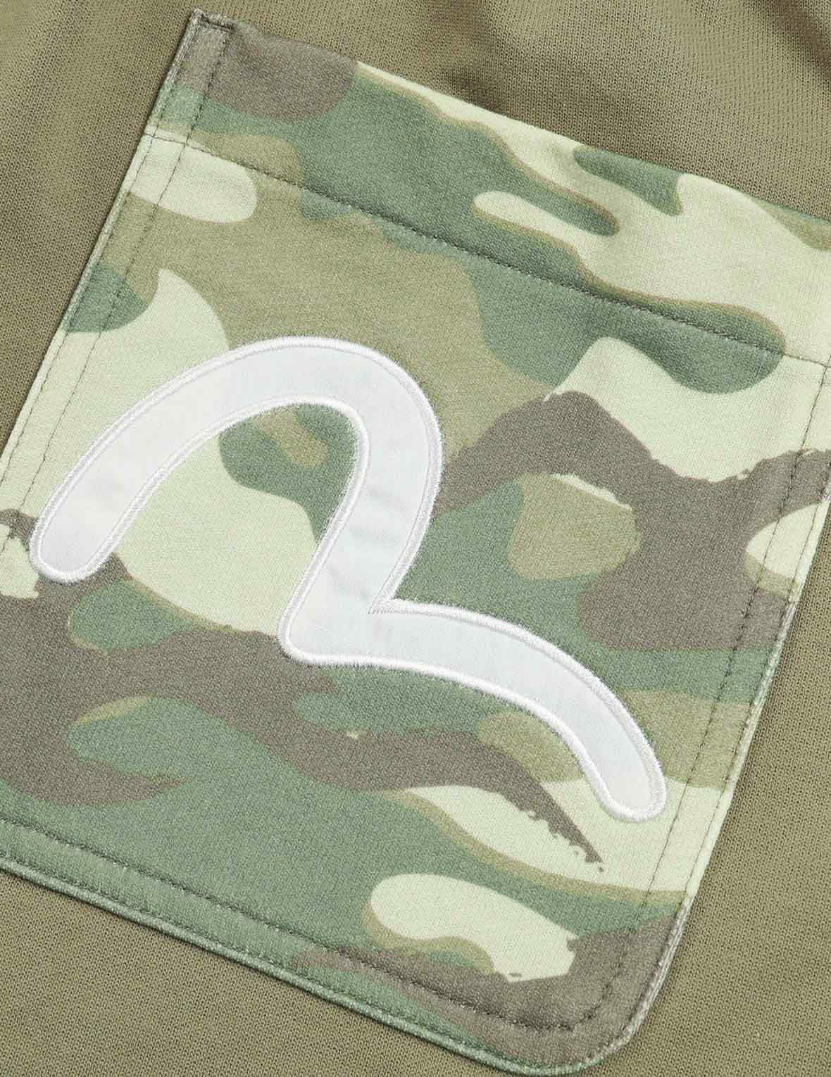 Logo Print and Seagull Embroidery Patchwork Sweat Shorts
