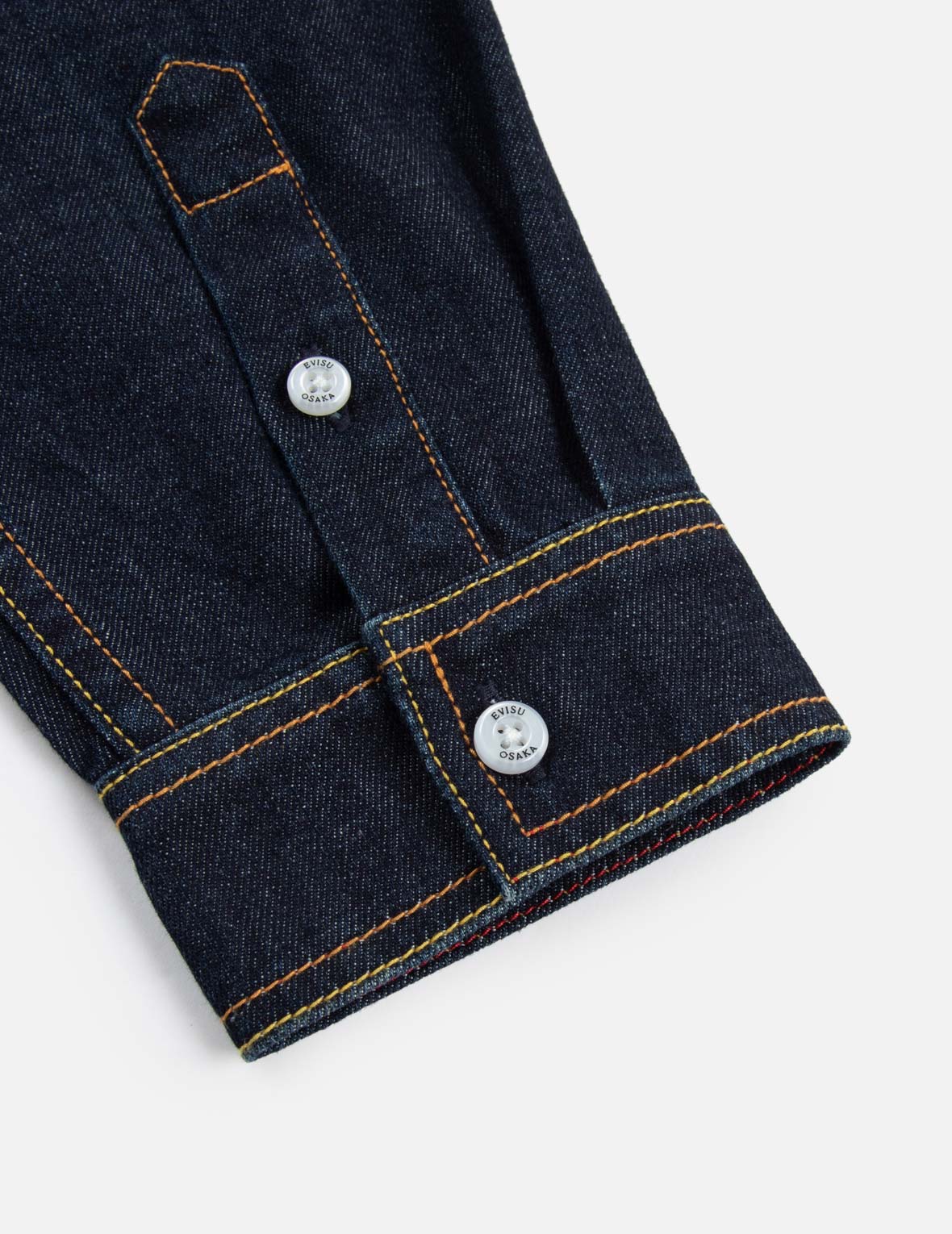 家花线迹及神奈川冲浪里大M印花休闲宽版牛仔衬衫