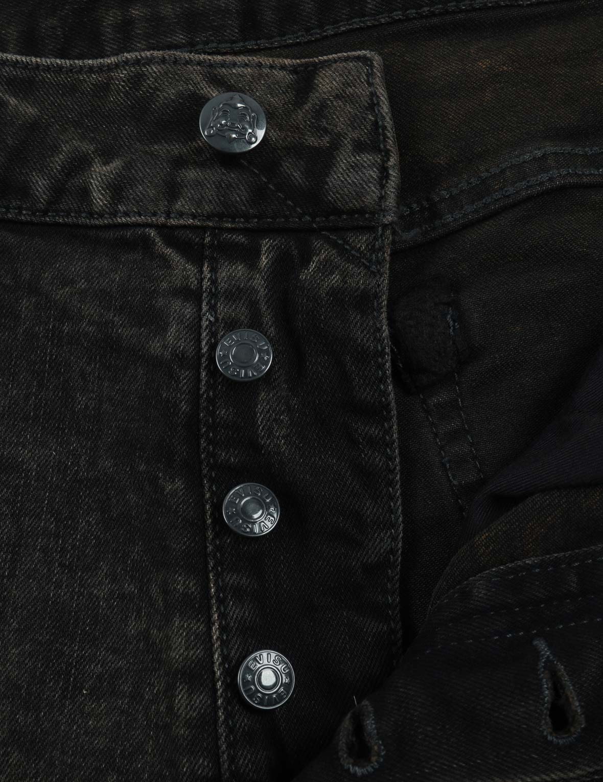 Seagull and Kamon Print Multi-Pocket Relax Fit Denim Shorts