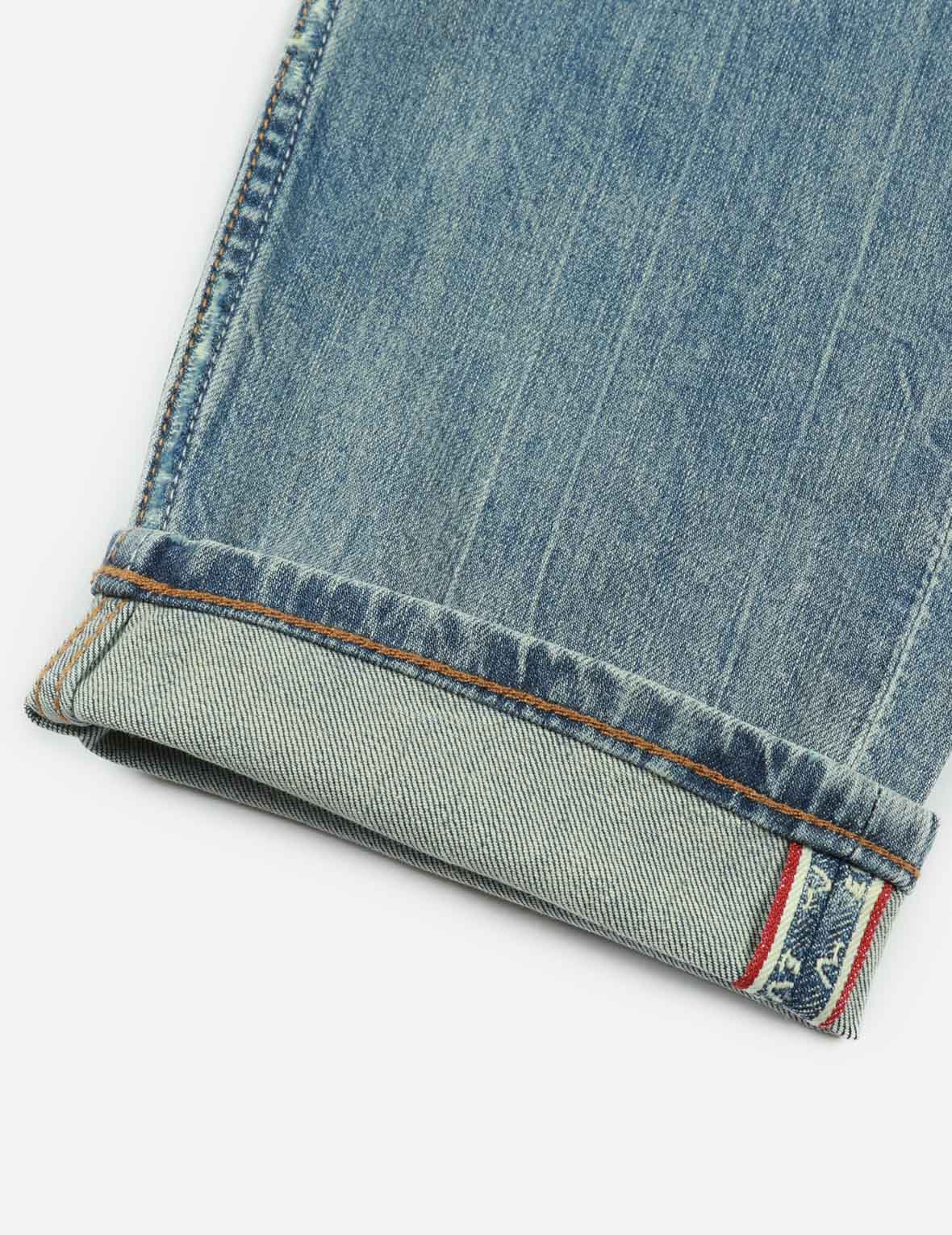 洗水多重破损印花和喷溅痕迹窄脚牛仔裤 #2017