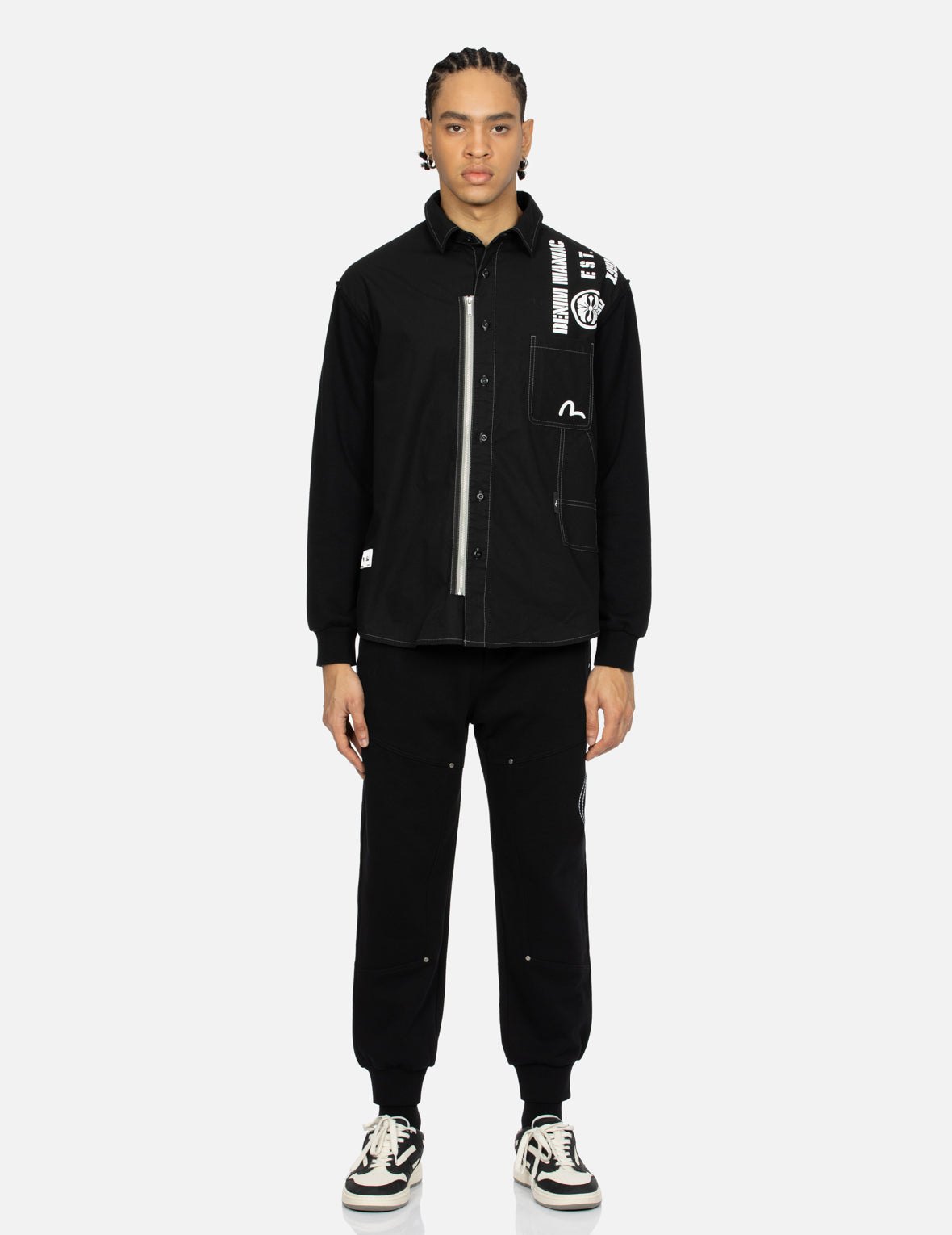 Contrast Stitching and Multi-Print Relax Fit Shirt