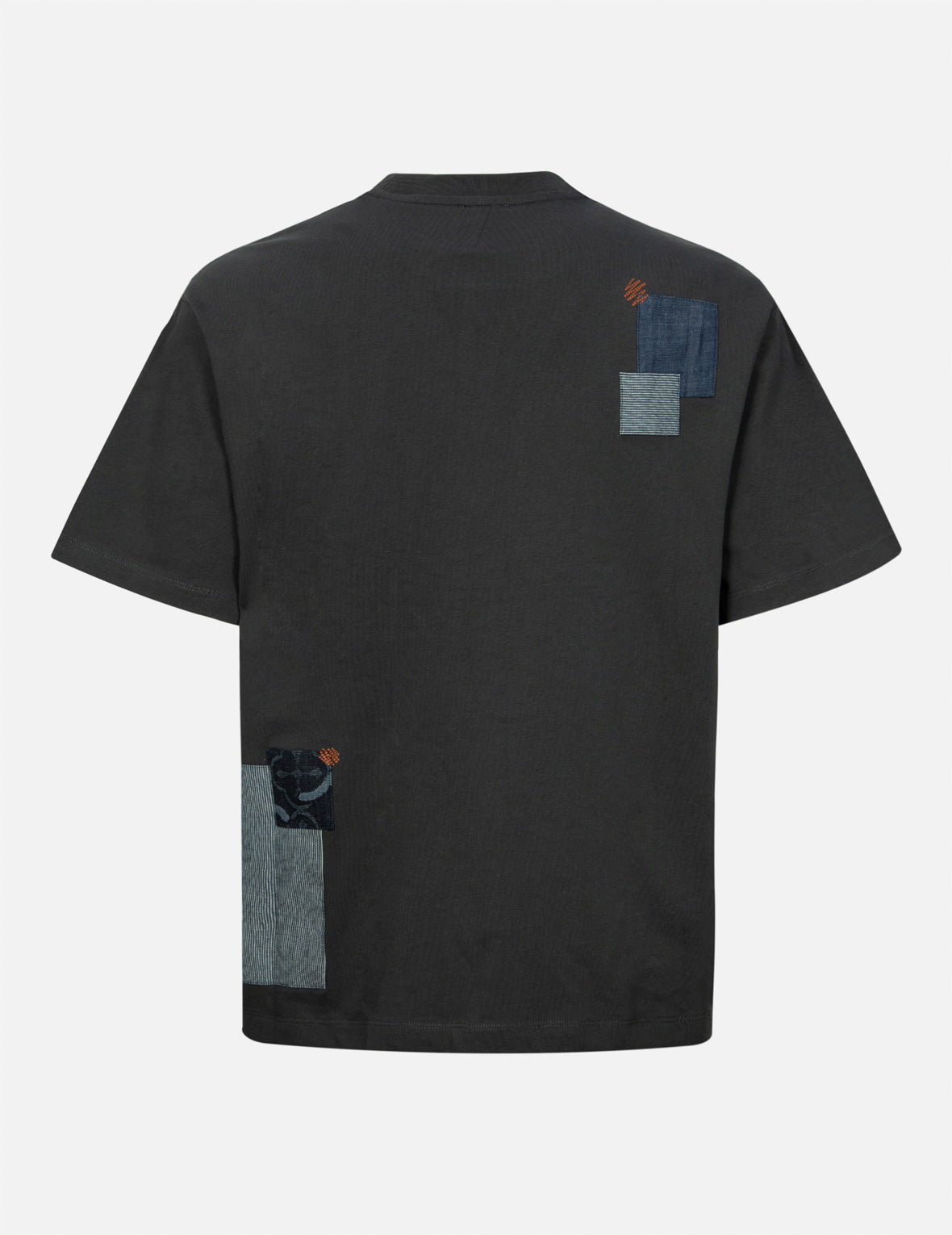 Brushstroke Seagull Print and Patchwork Relax Fit T-shirt