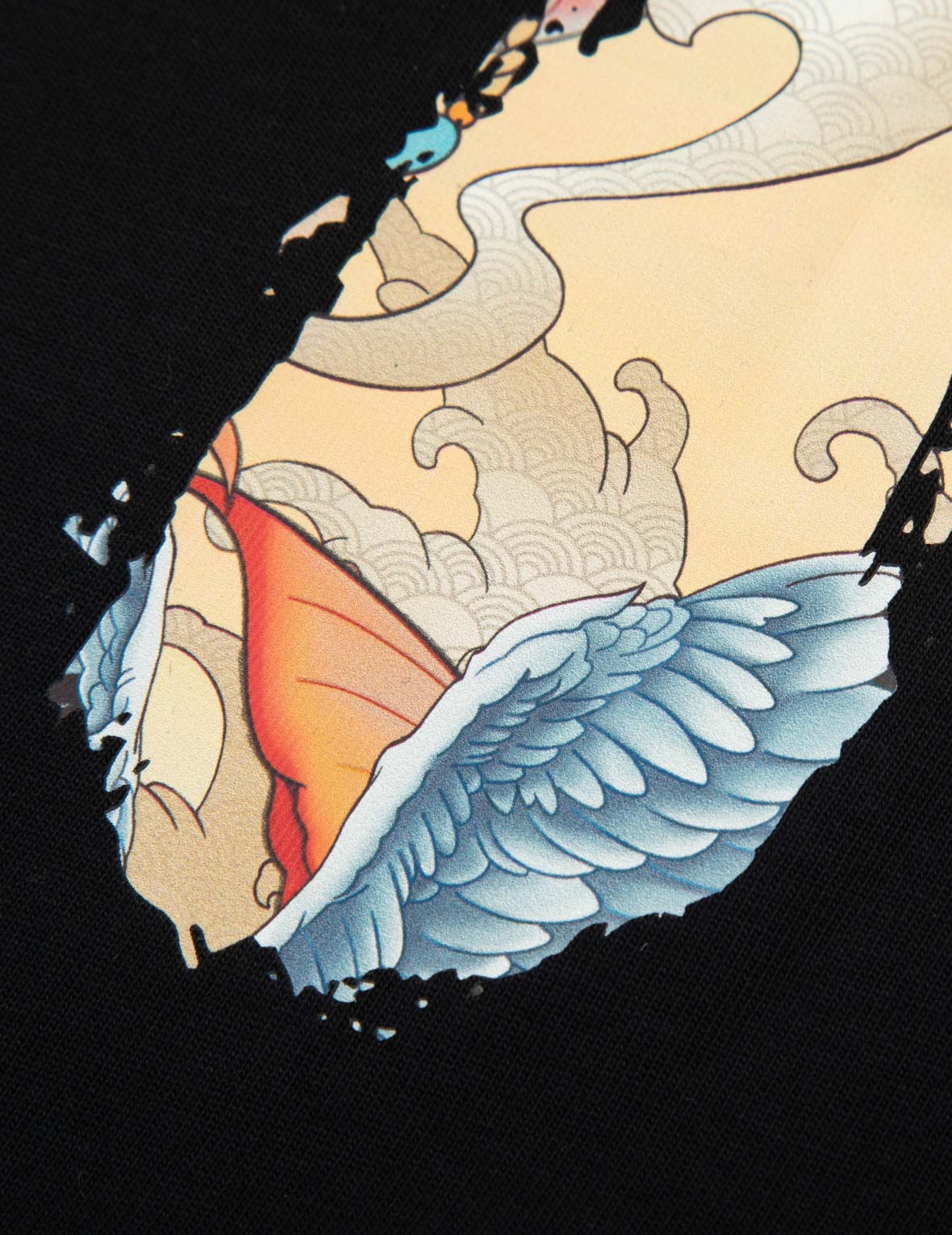 鲤鱼和海鸥笔刷大M数码印花宽版T恤