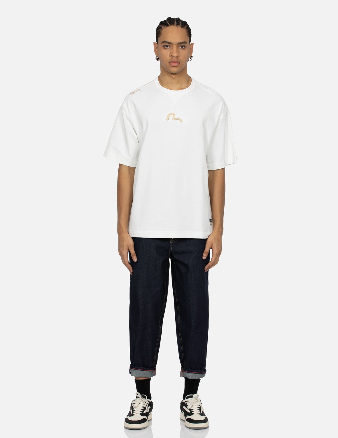 鲤鱼和海鸥笔刷大M数码印花宽版T恤