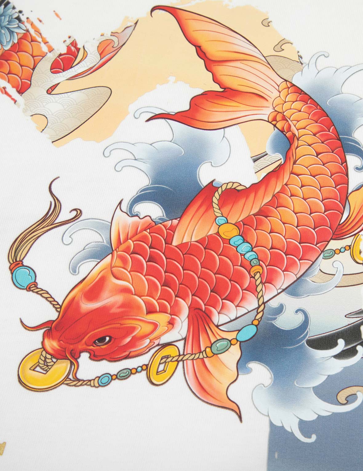 鲤鱼和海鸥笔刷大M数码印花宽版T恤