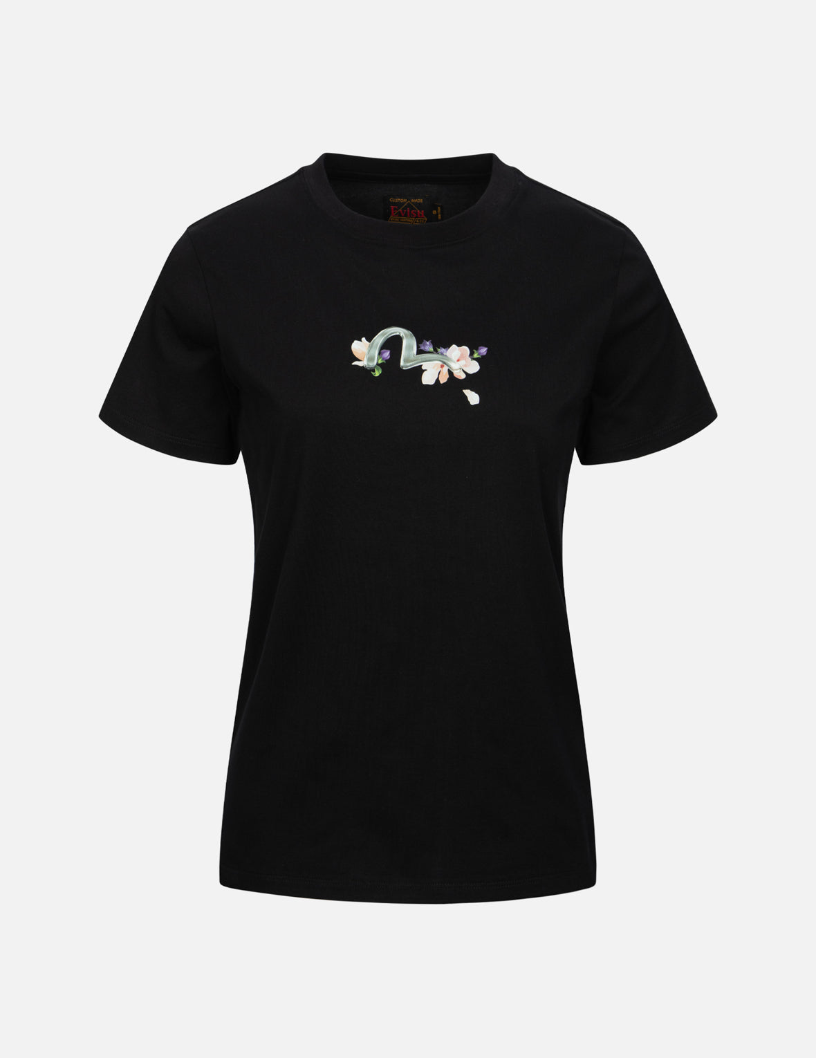 仙鹤和紫藤花印花常规版型T恤