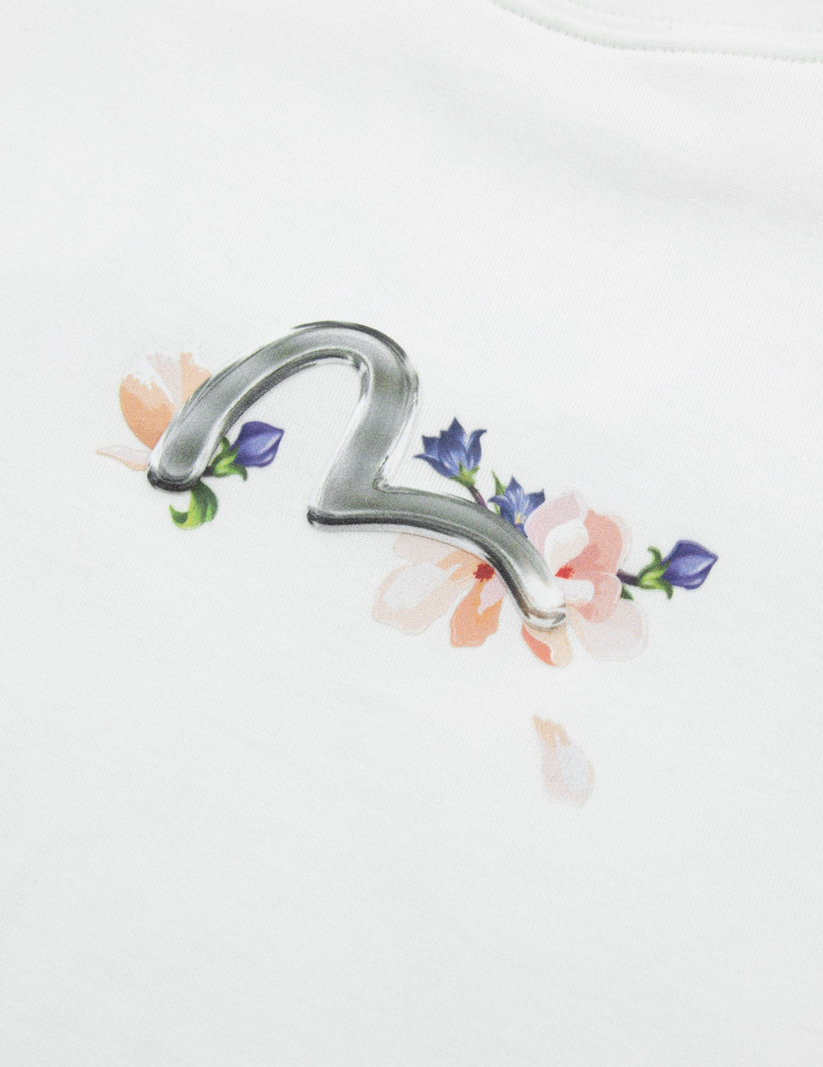 仙鹤和紫藤花印花常规版型T恤