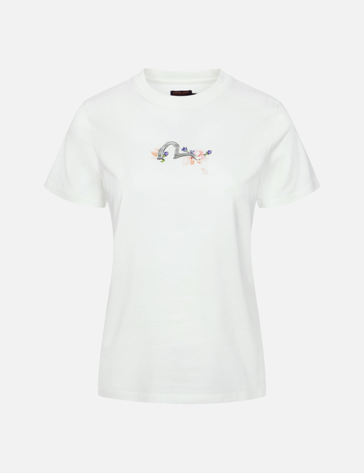 仙鹤和紫藤花印花常规版型T恤