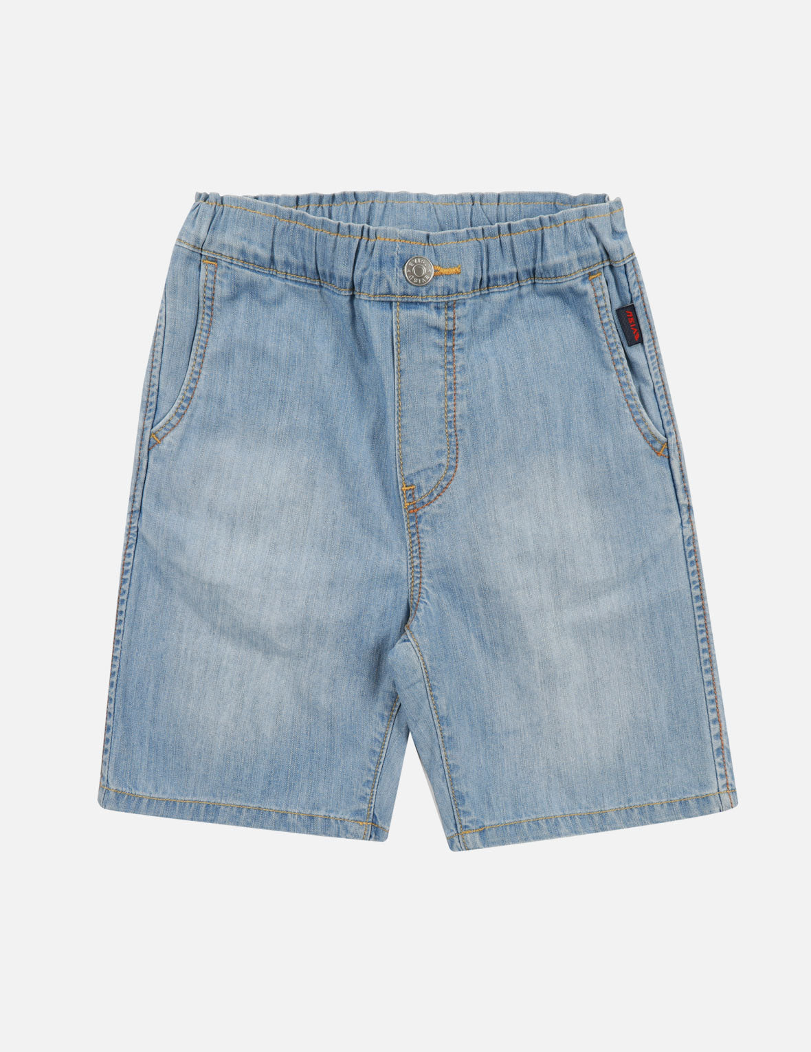 Seagull Print and Overlapping Multi-Pocket Regular Fit Denim Shorts