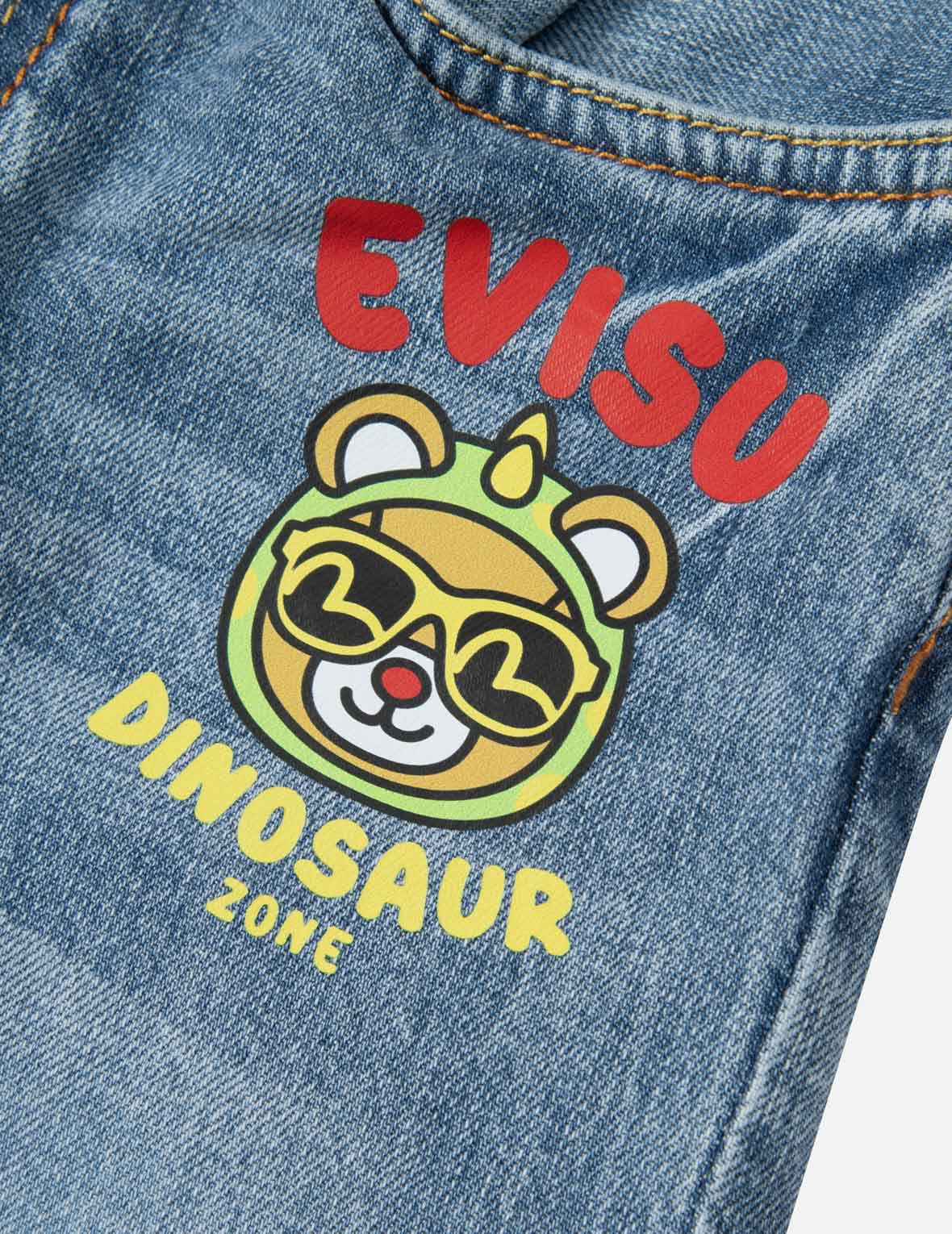 Dinosaur Bear and Seagull Print Regular Fit Jeans