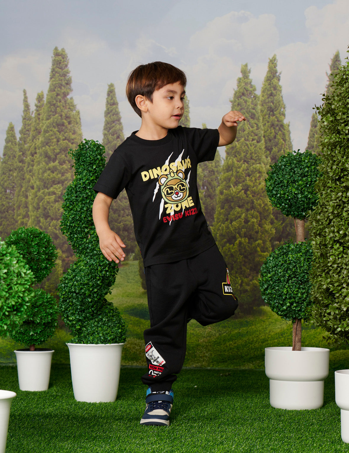 Dinosaur Bear Print Regular Fit T-shirt