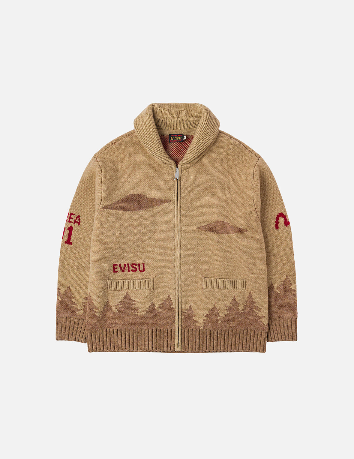 UFO and Cowichan Intarsia Patterns Relax Fit Knitted Sweatshirt