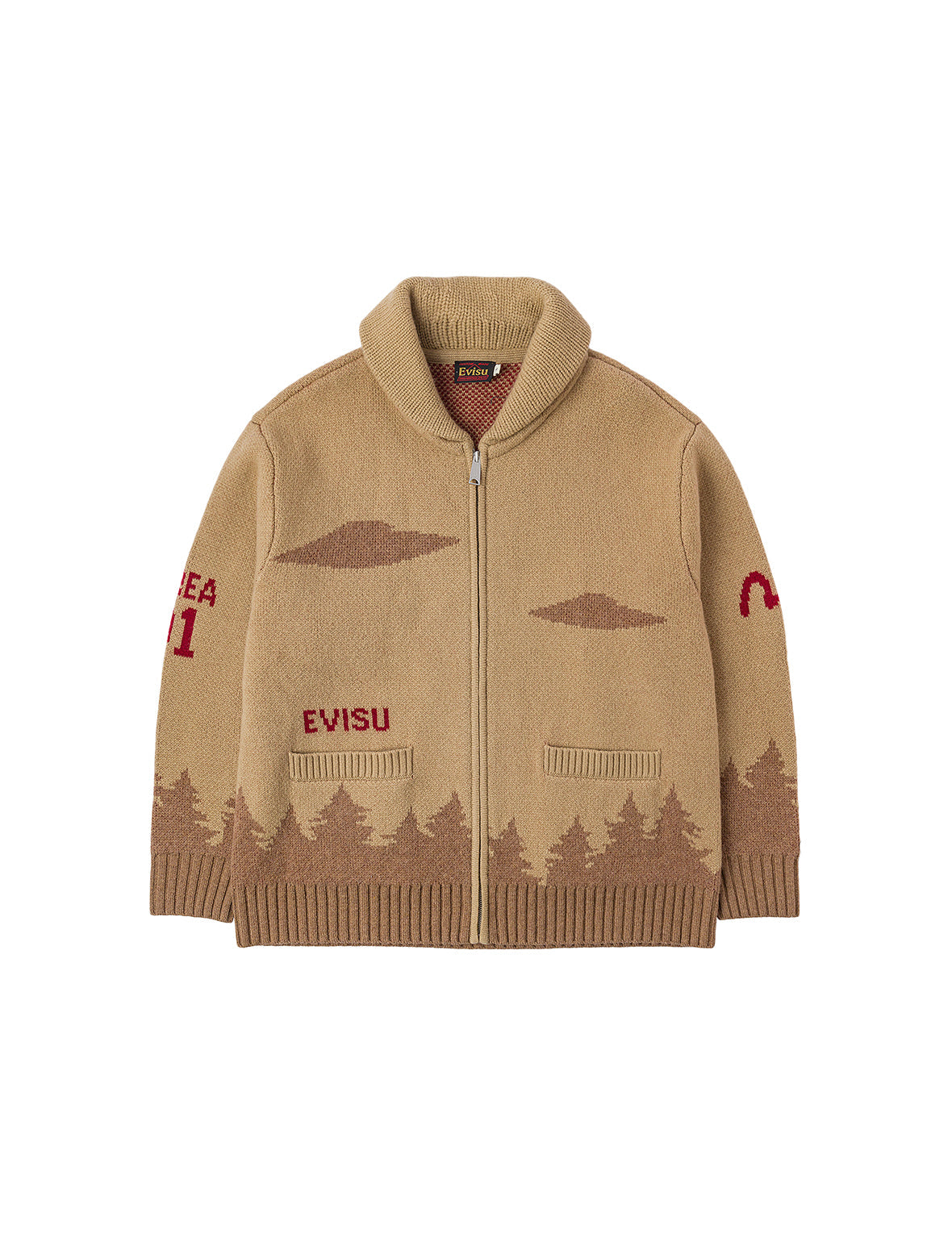 UFO and Cowichan Intarsia Patterns Relax Fit Knitted Sweatshirt