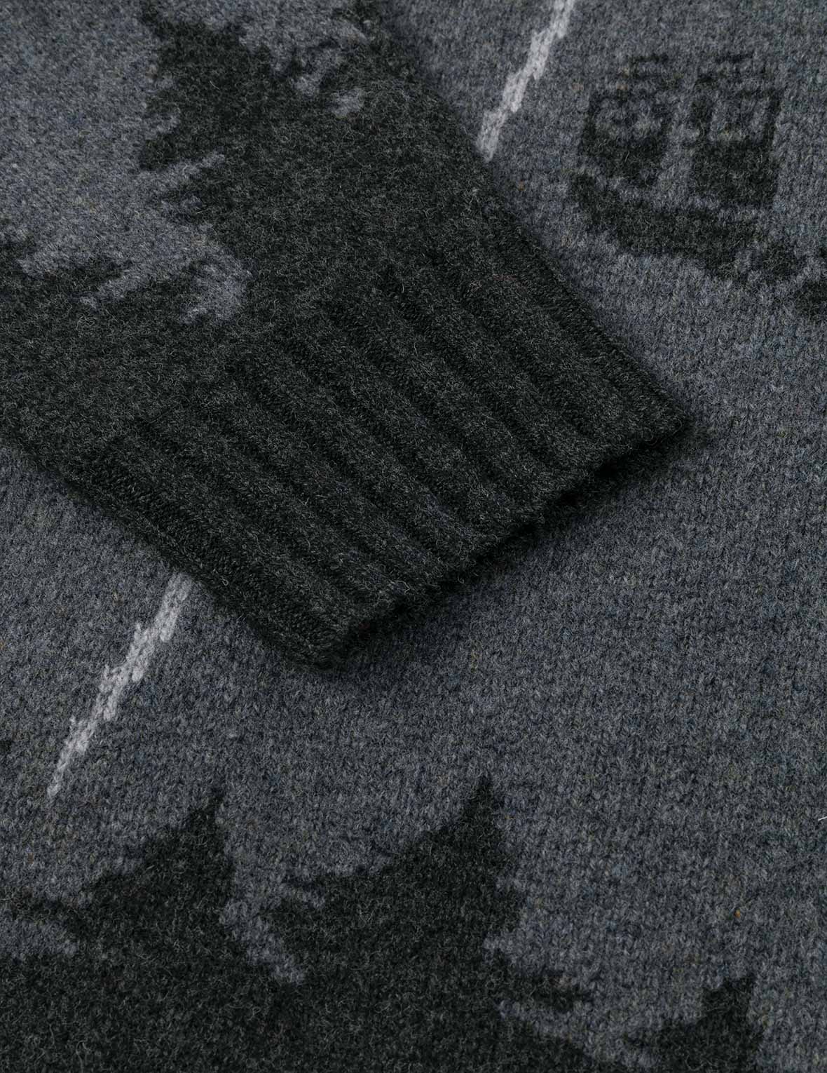 UFO and Cowichan Intarsia Patterns Relax Fit Knitted Sweatshirt