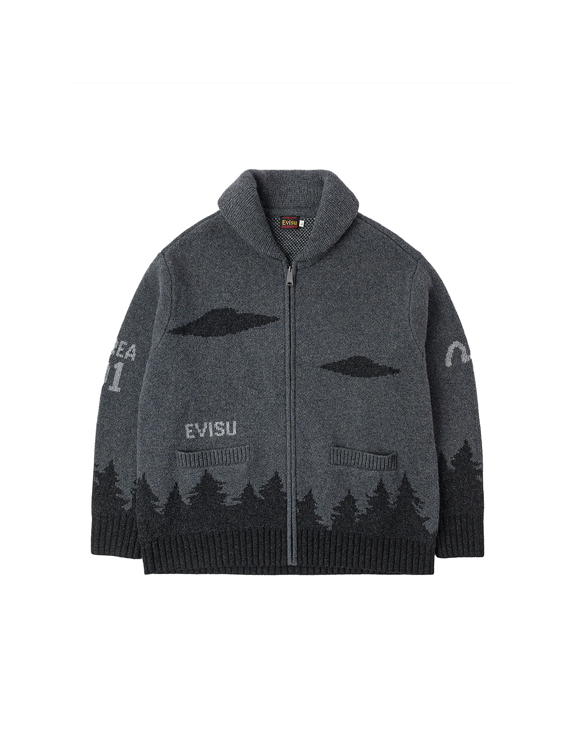 UFO and Cowichan Intarsia Patterns Relax Fit Knitted Sweatshirt