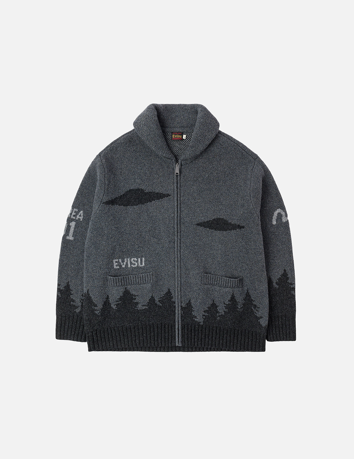 UFO and Cowichan Intarsia Patterns Relax Fit Knitted Sweatshirt