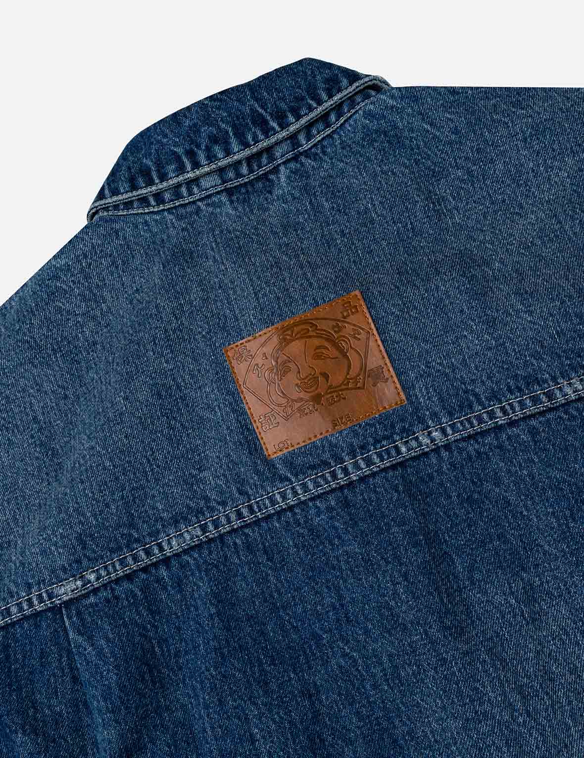 Distressed Seagull Print Relax Fit Vintage Washed Denim Jacket