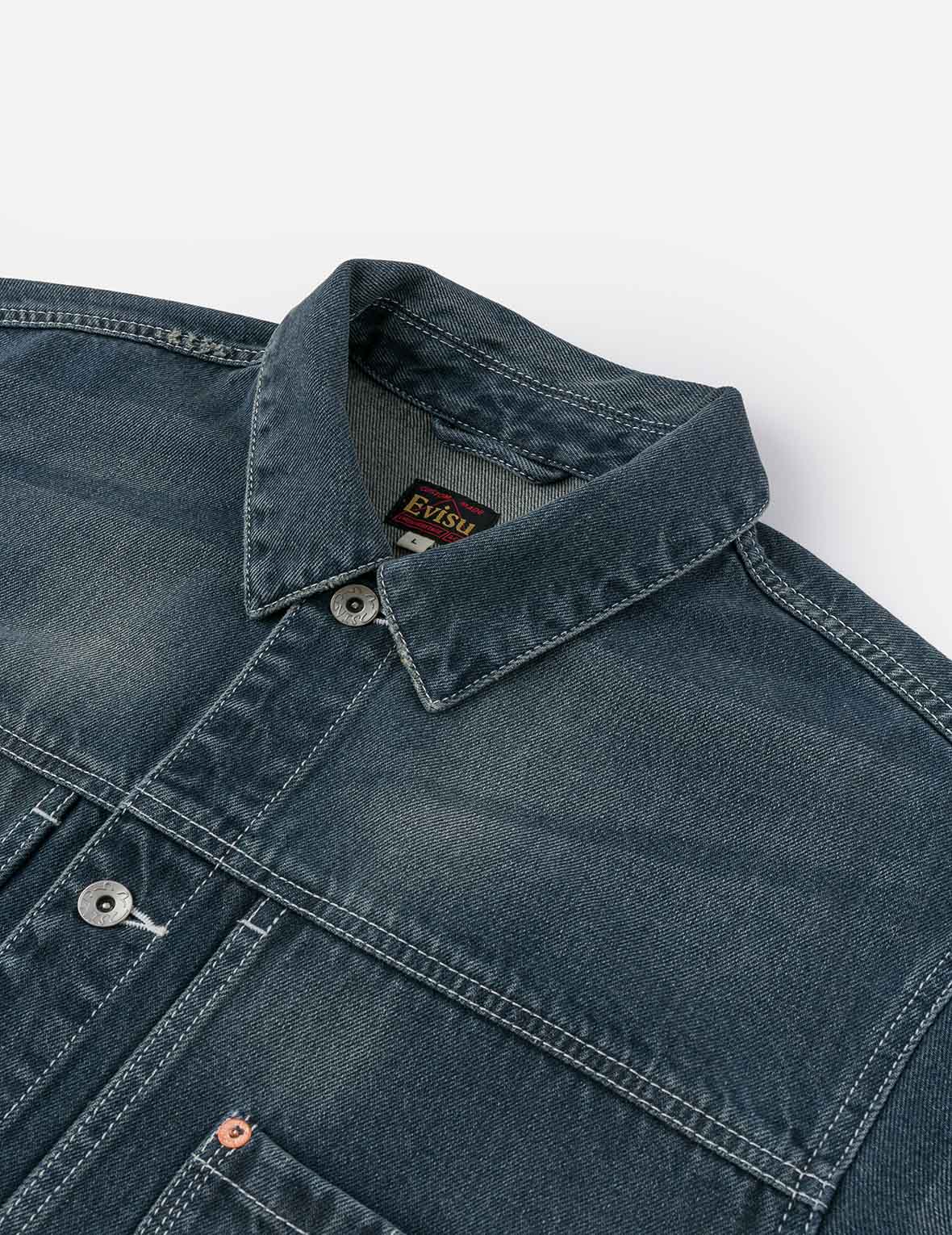 Distressed Seagull Print Relax Fit Washed Seagull Pocket Denim Jacket