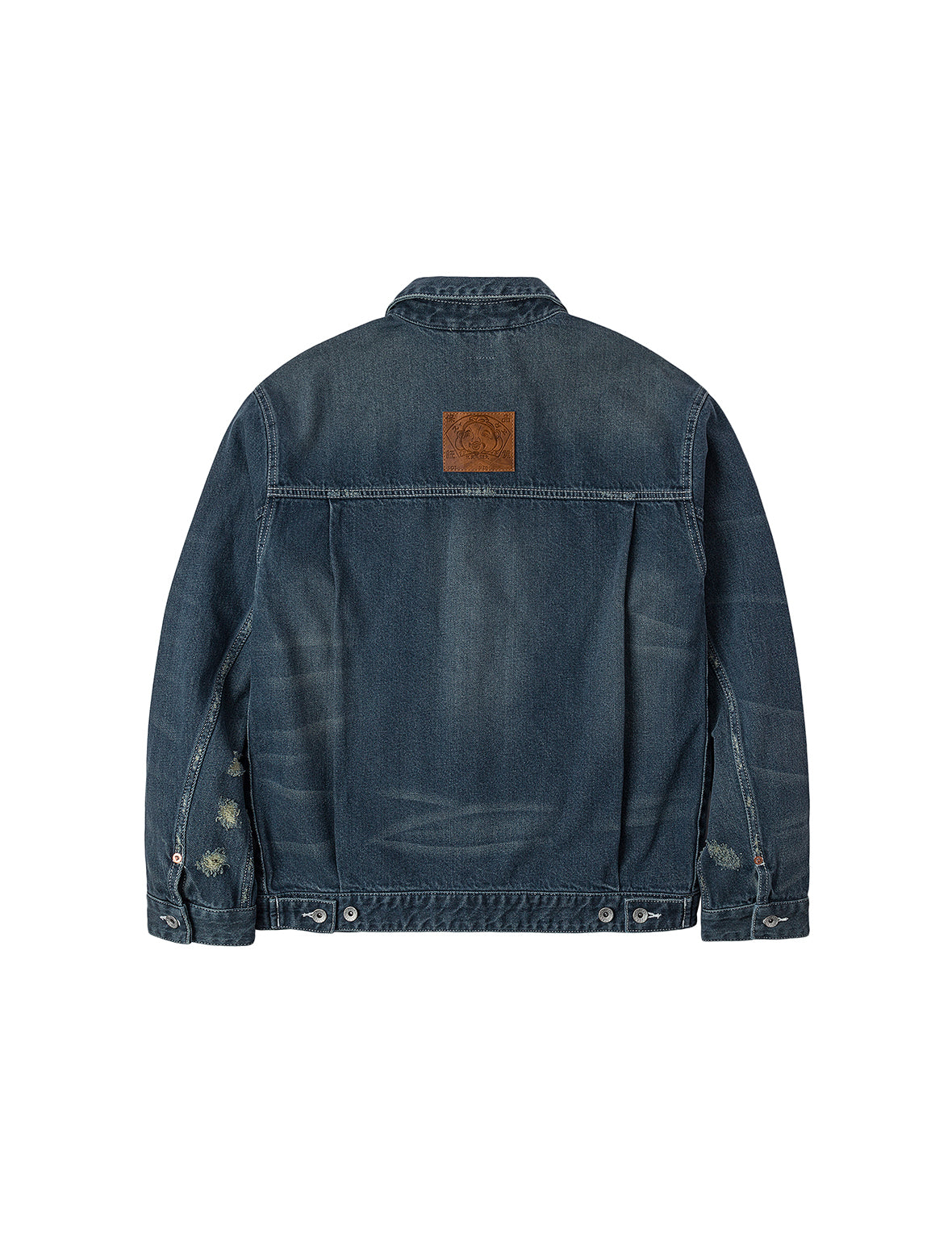 Distressed Seagull Print Relax Fit Washed Seagull Pocket Denim Jacket