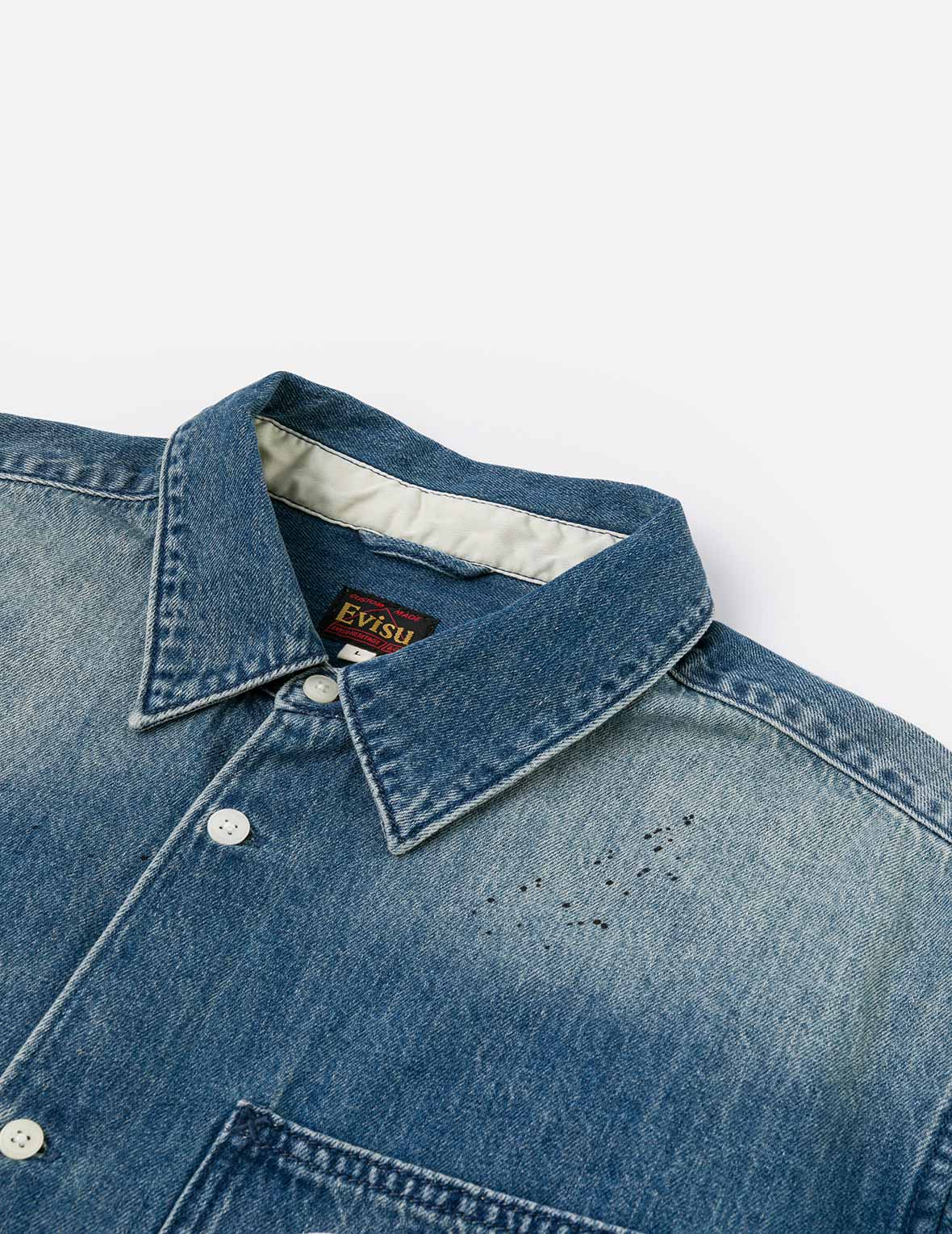 Splash Ink Seagull Print Regular Fit Denim Shirt