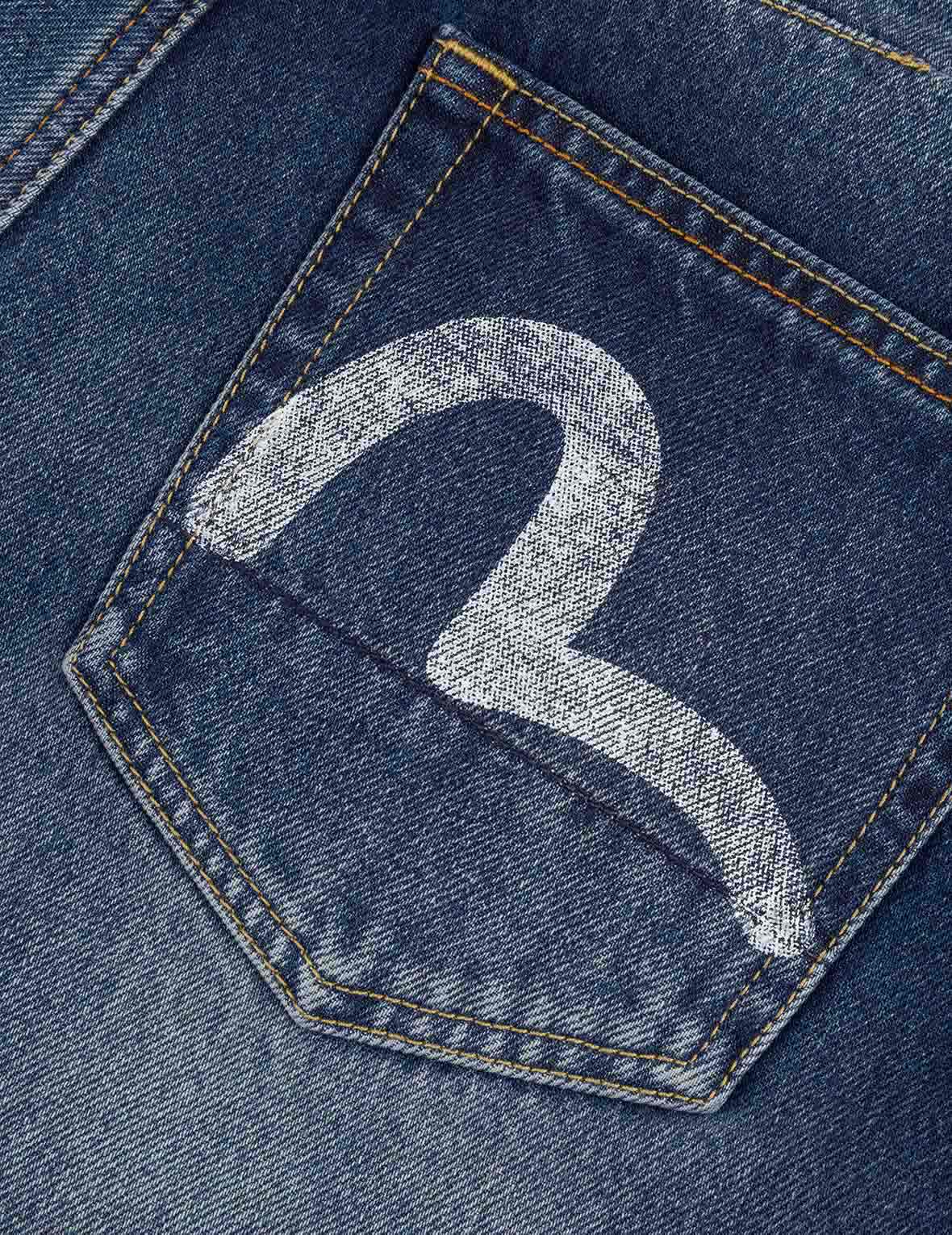 Hand-Drawn Seagull Print 3D Fit Jeans