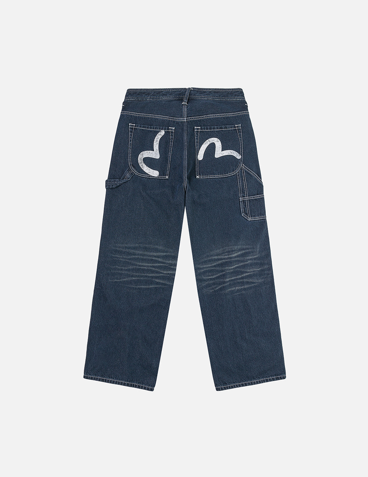 Distressed Seagull Print Loose Fit Cargo Jeans