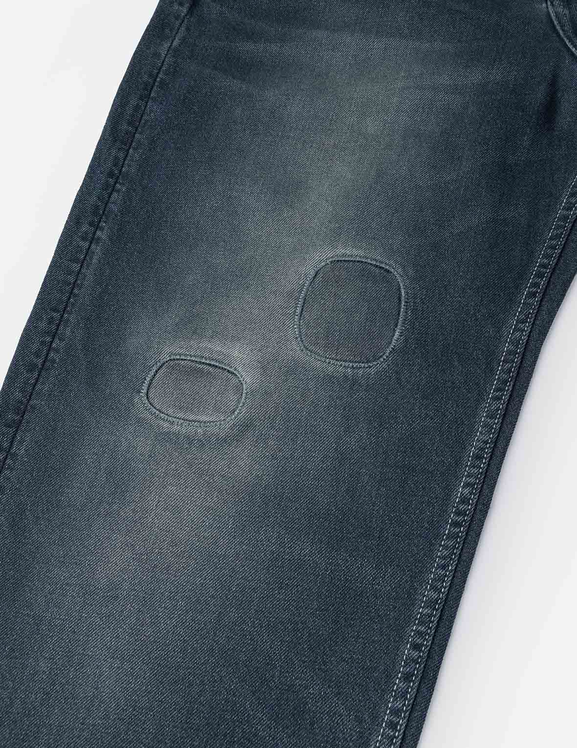 Distressed Seagull Print with Irregular Patches Loose Fit Denim Jeans