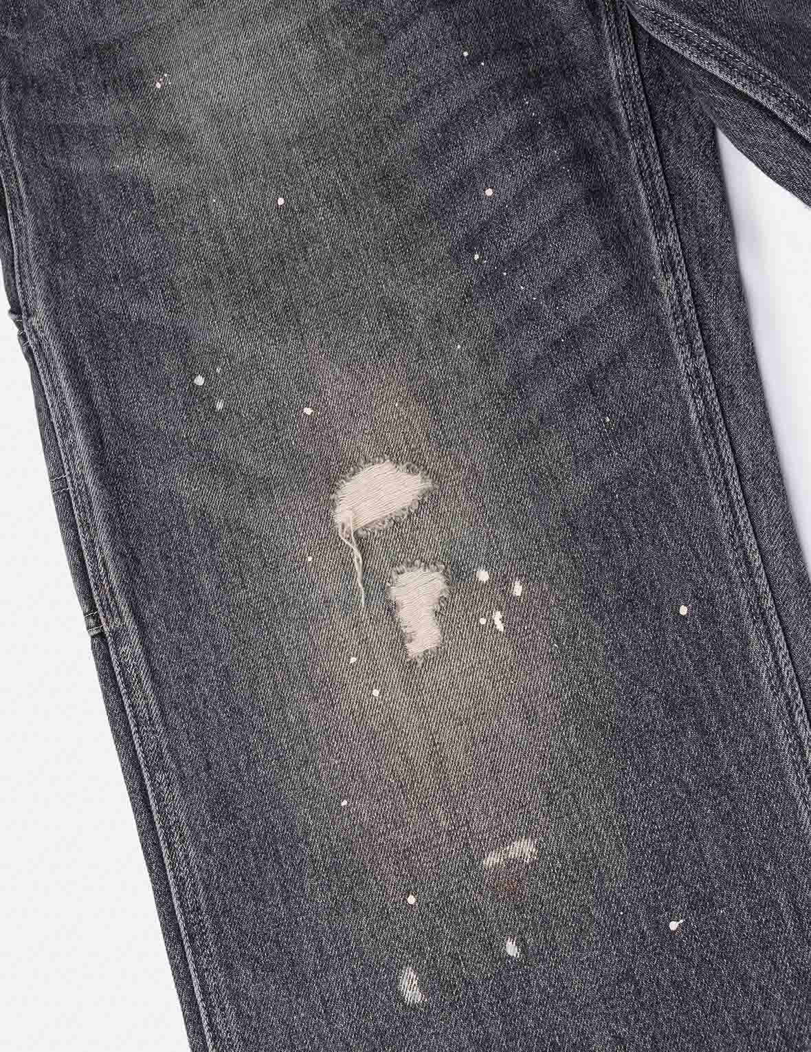 Washed and Distressed Daicock Print Relax Fit Jeans