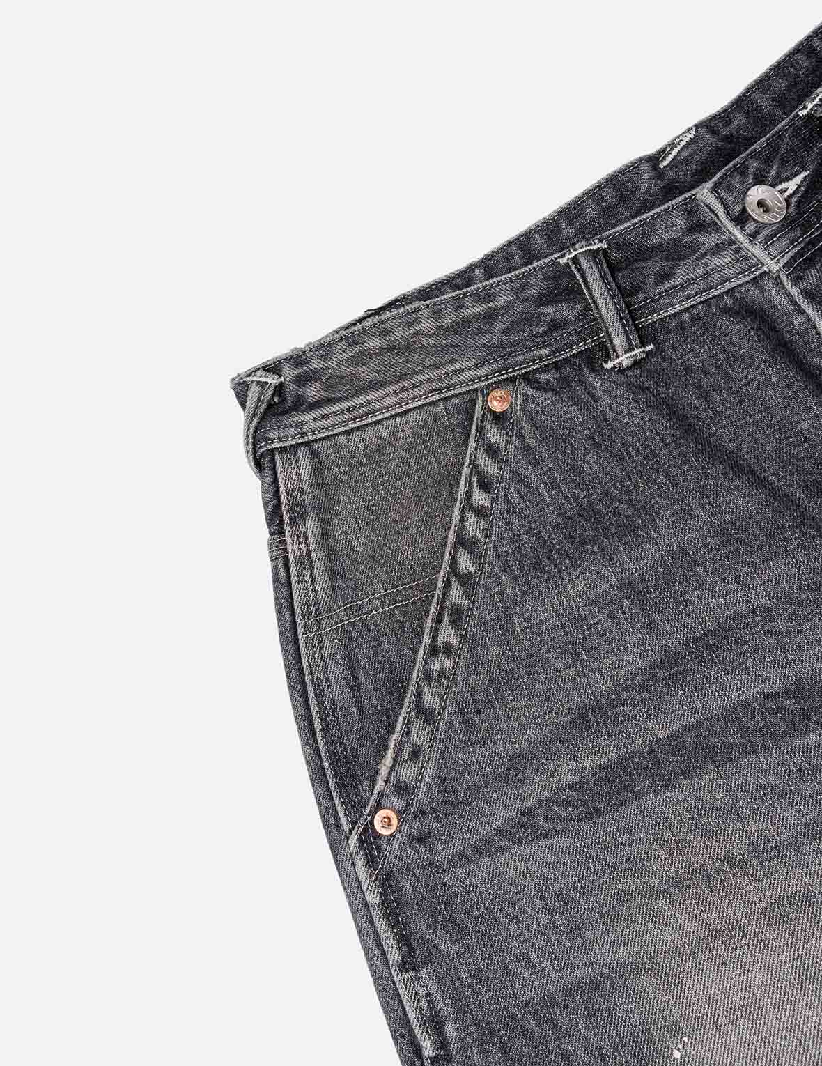 Washed and Distressed Daicock Print Relax Fit Jeans