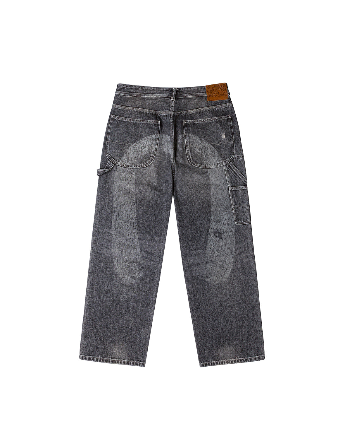 Washed and Distressed Daicock Print Relax Fit Jeans