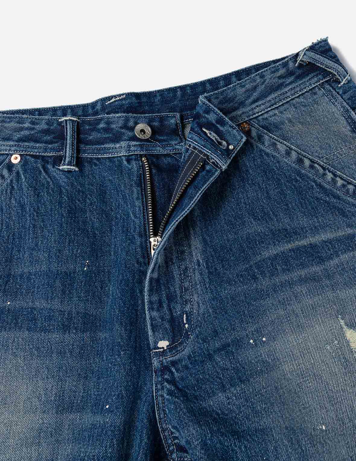 Washed and Distressed Daicock Print Relax Fit Jeans