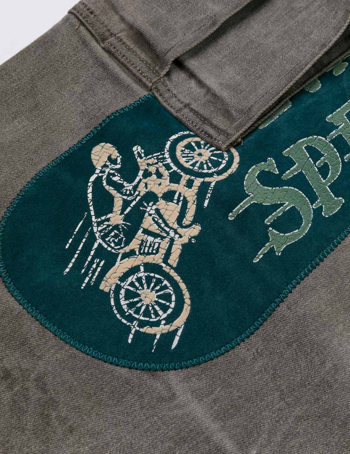 Washed Daicock Embroidery Wide-leg Cargo Jeans