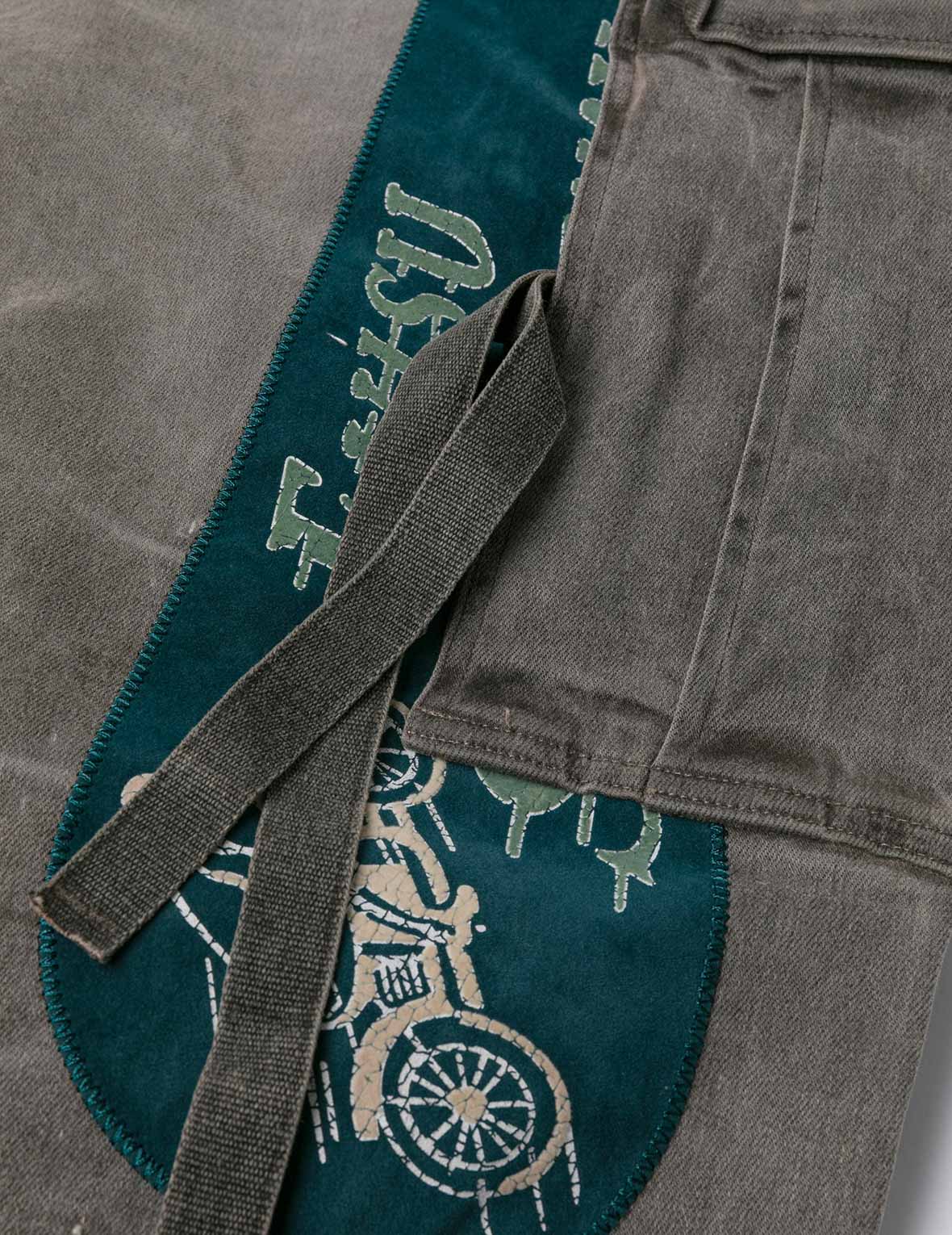Washed Daicock Embroidery Wide-leg Cargo Jeans