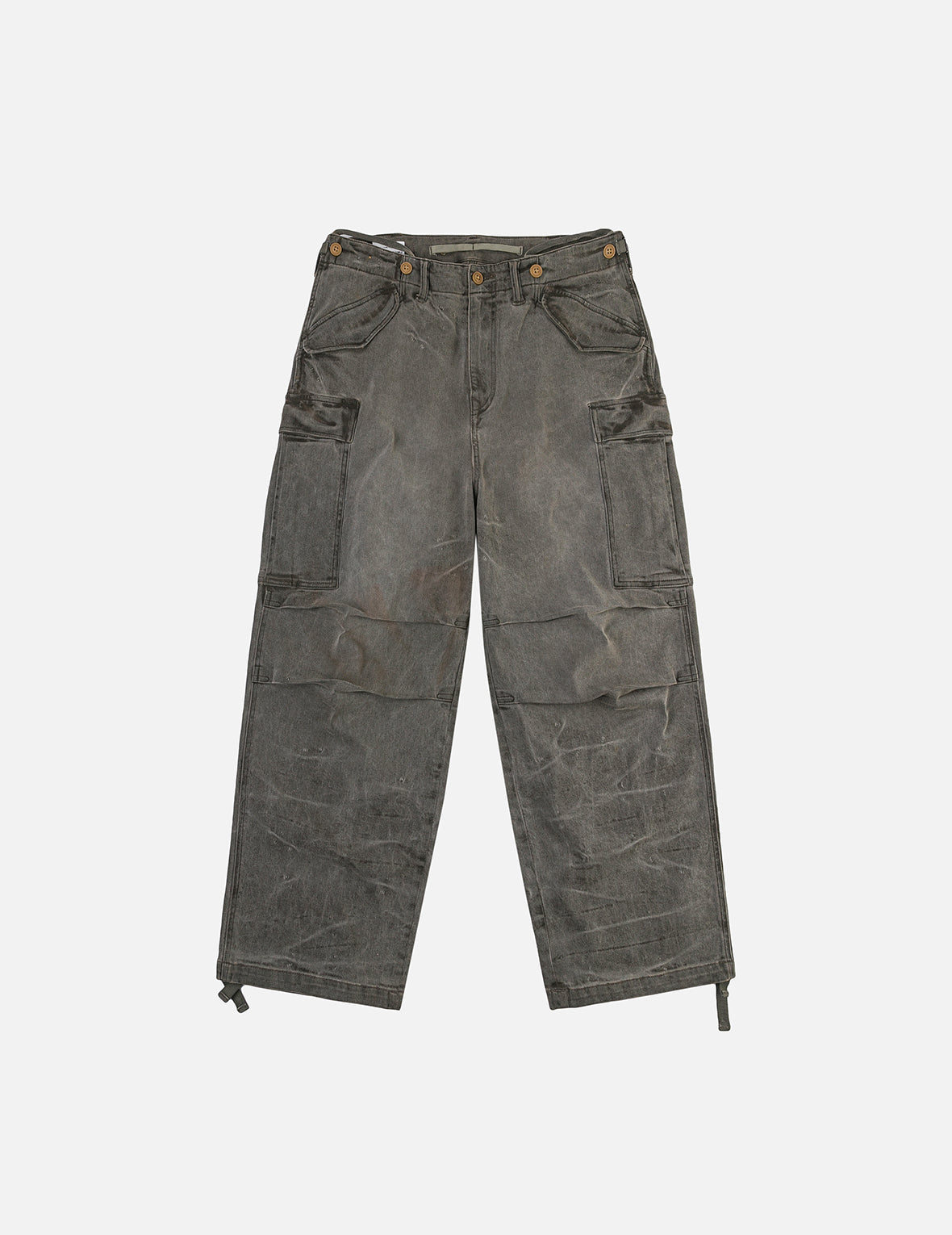 Washed Daicock Embroidery Wide-leg Cargo Jeans