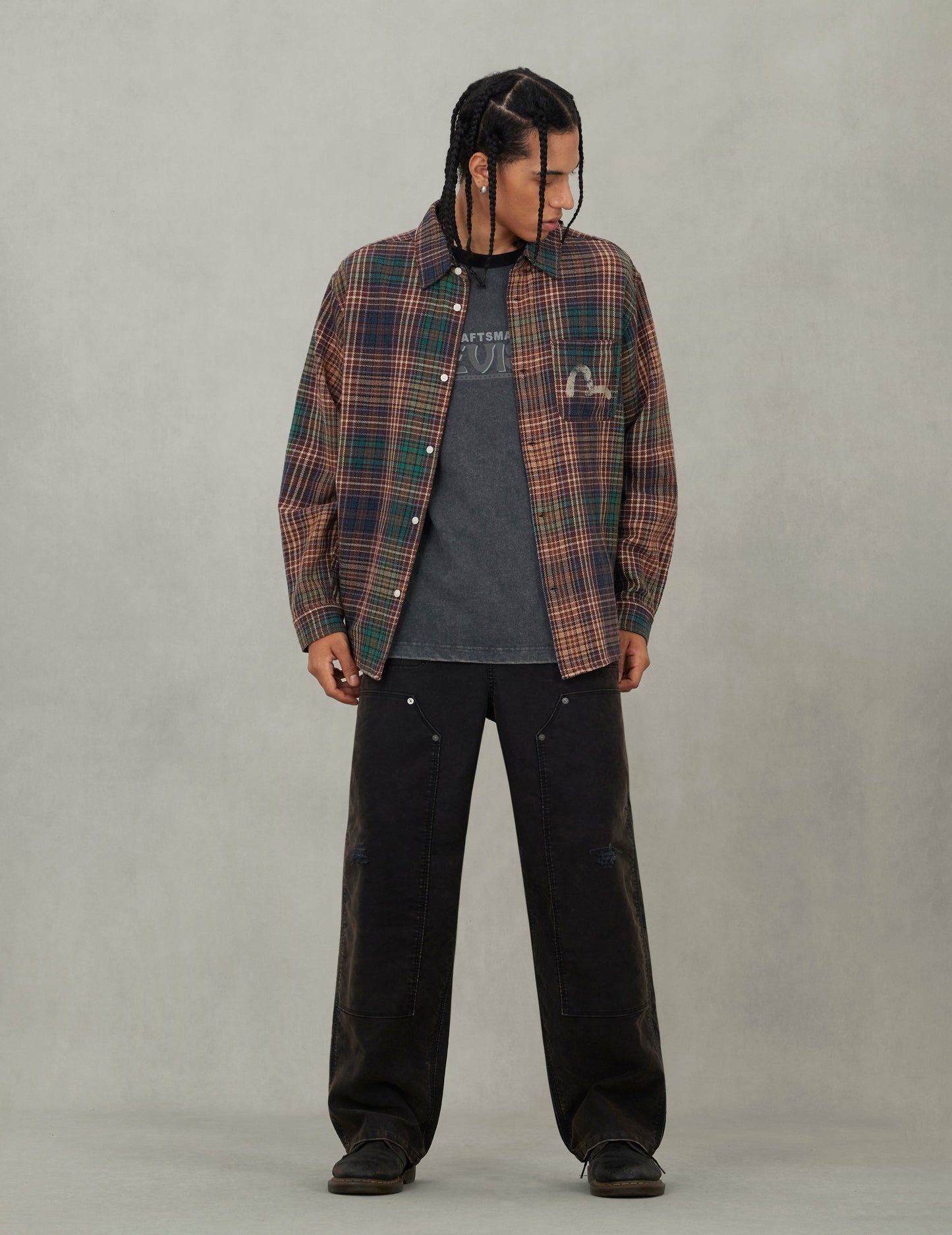 Seagull Print Regular Fit Flannel Check Shirt