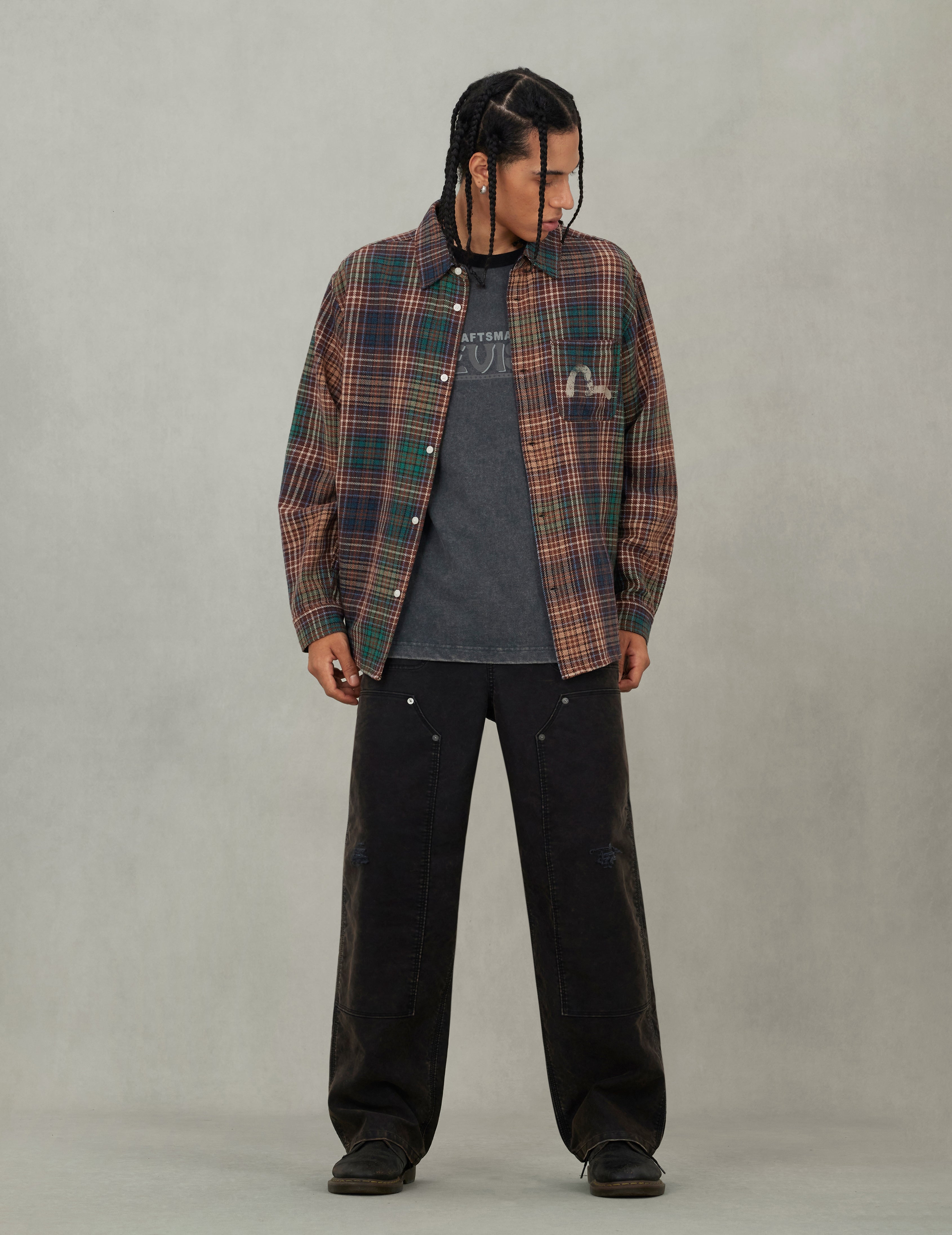 Seagull Print Regular Fit Flannel Check Shirt