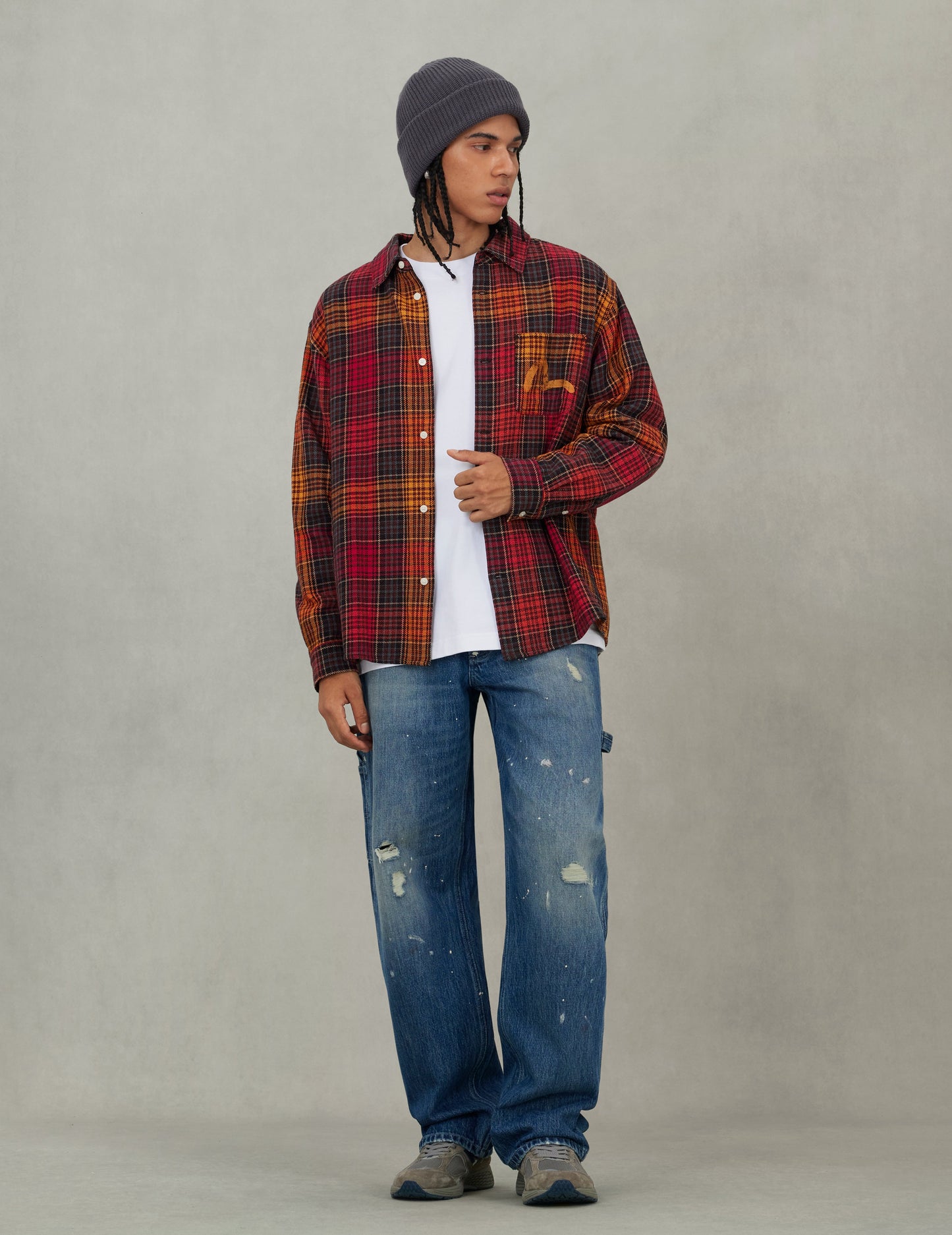 Seagull Print Regular Fit Flannel Check Shirt