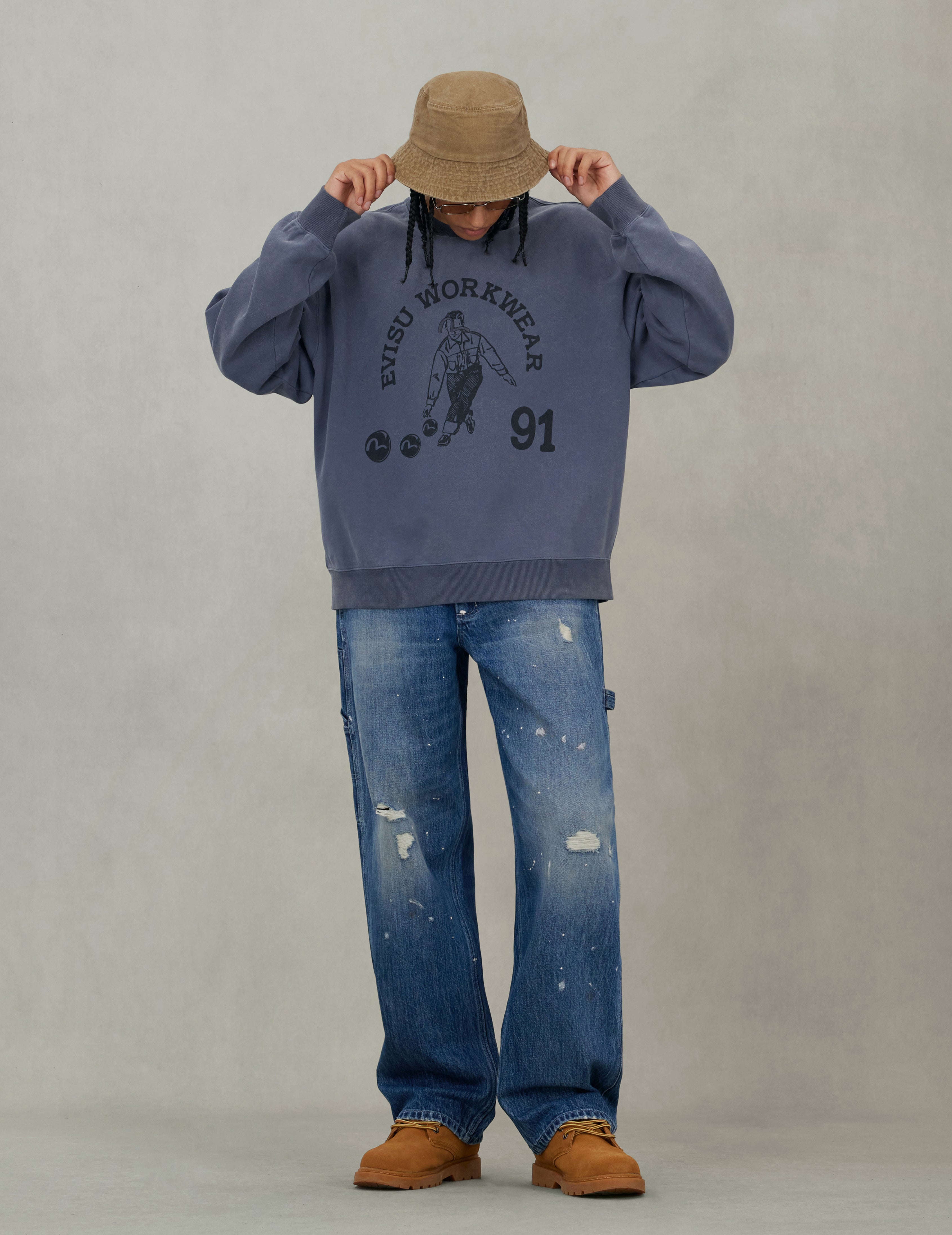 Bowling Workwear Print Relax Fit Sweatshirt