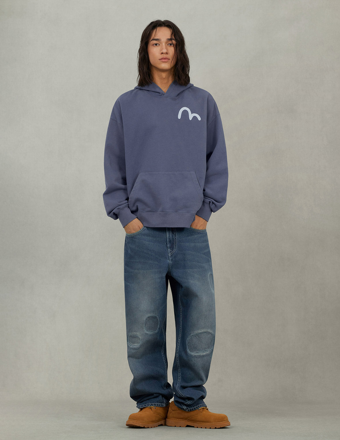 American Ebisu and Seagull Print Relax Fit Hoodie