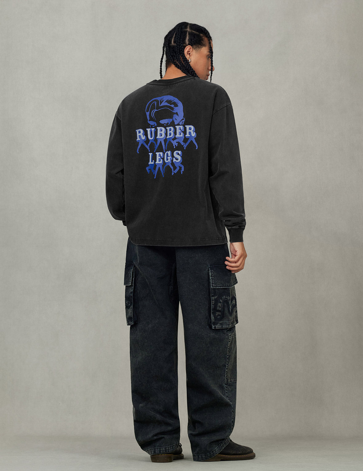 Seagull and Rubber Legs Print Relax Fit Long-sleeve T-shirt