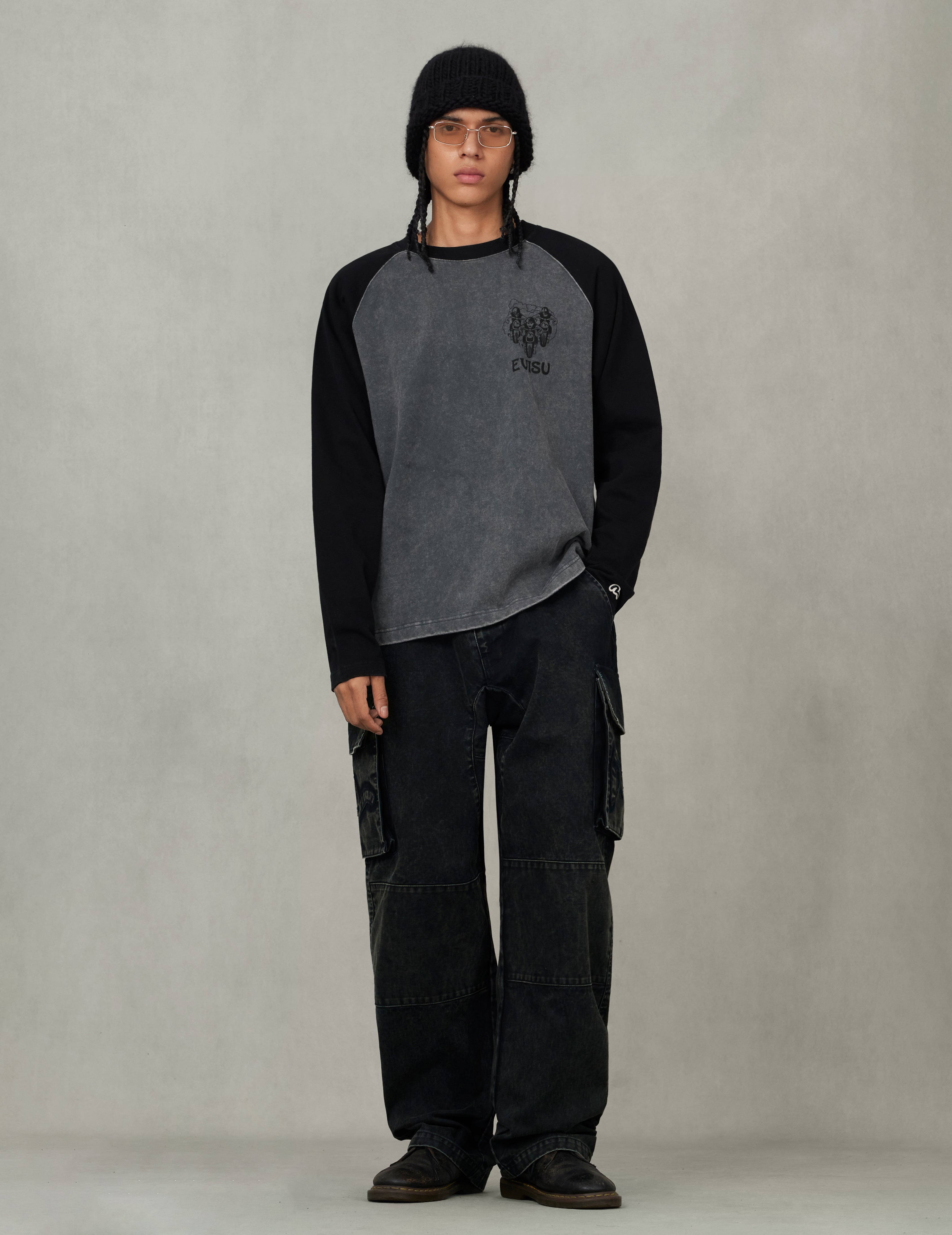 Retro Motocross Print Relax Fit Long-sleeve T-shirt