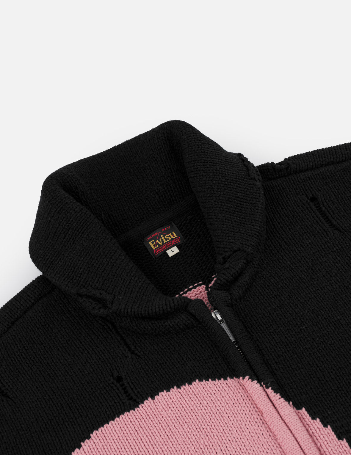 Seagull & Evisu Logo Distressed Cowichan Cardigan Jacket