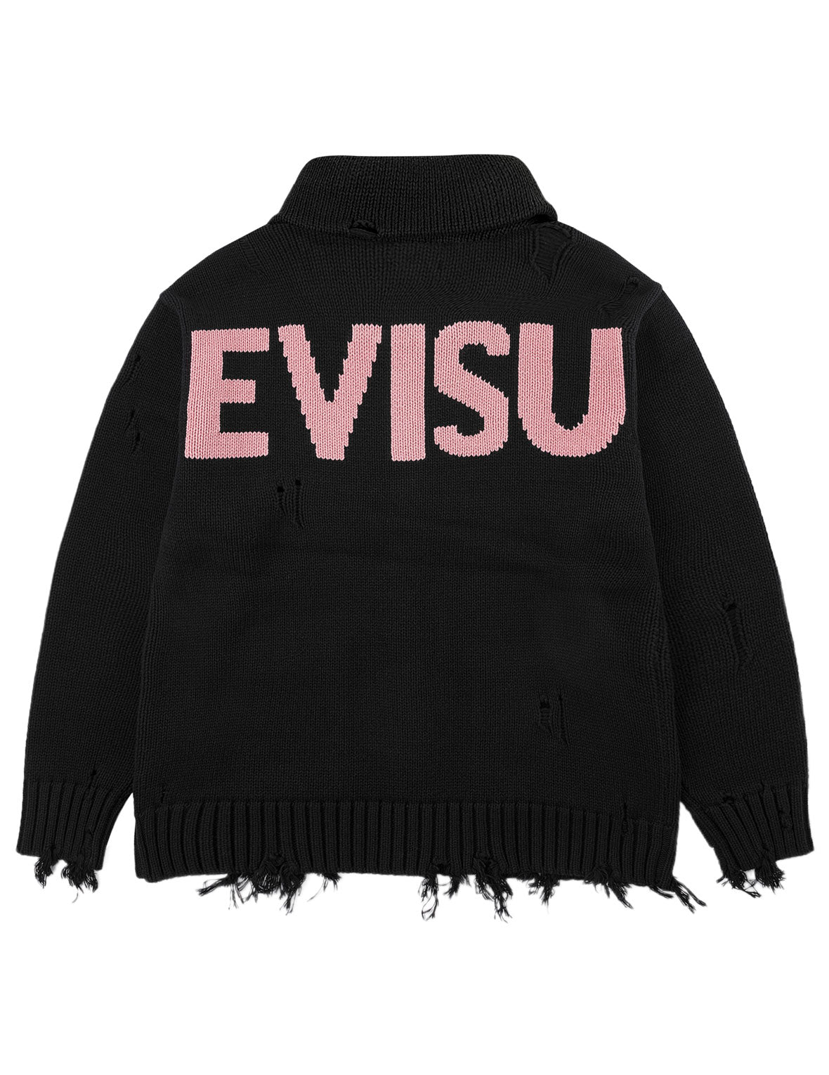 Seagull & Evisu Logo Distressed Cowichan Cardigan Jacket